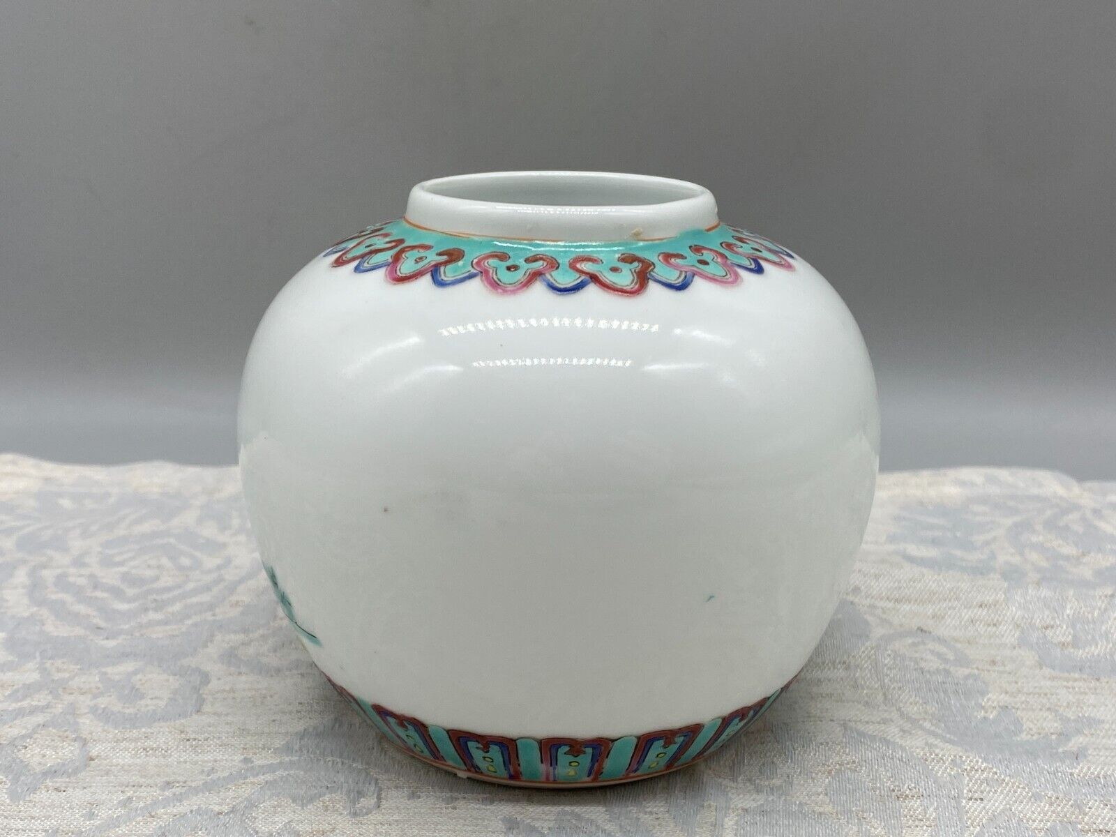 CHINA PORZELLAN KUGELVASE VASE PERSONEN DEKOR HANDBEMALT – Bild 4