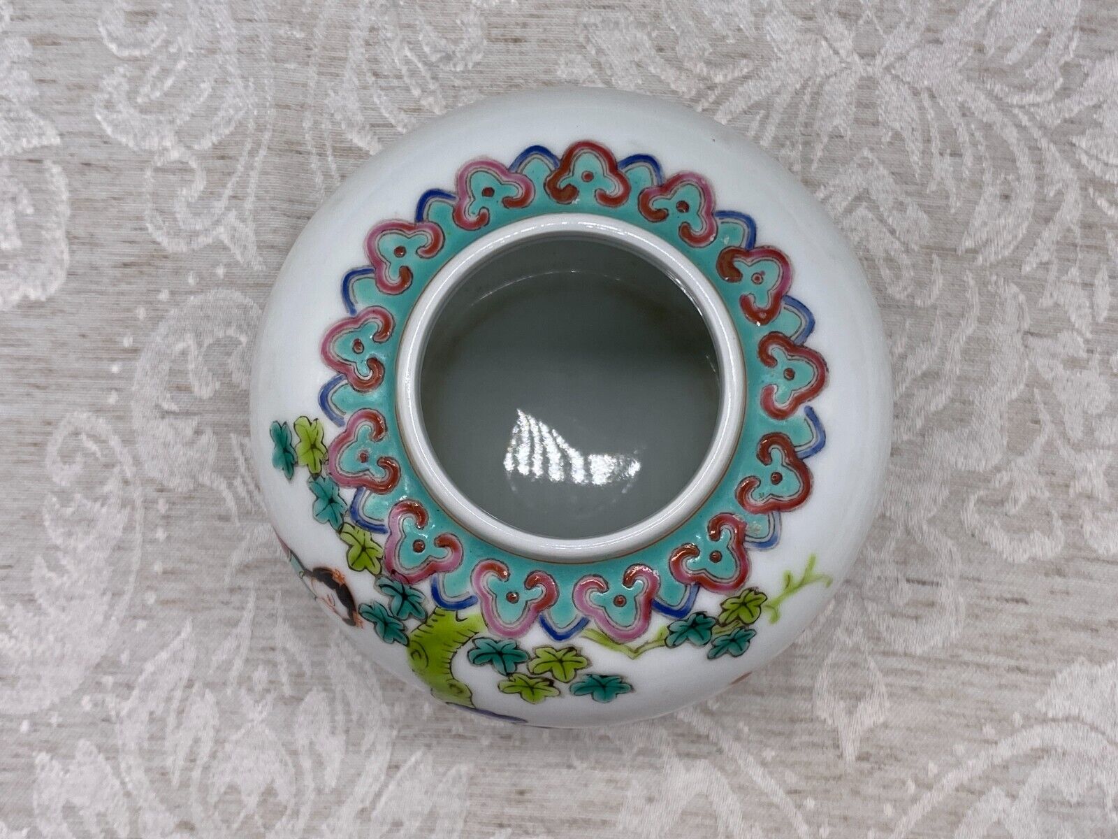 CHINA PORZELLAN KUGELVASE VASE PERSONEN DEKOR HANDBEMALT – Bild 7