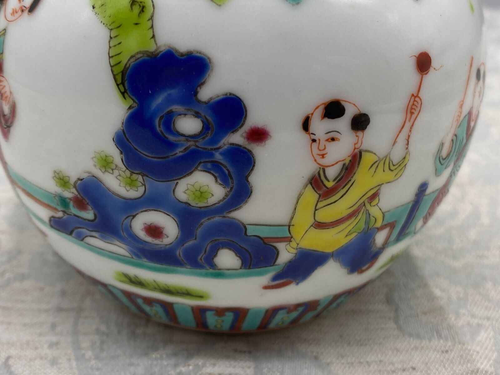 CHINA PORZELLAN KUGELVASE VASE PERSONEN DEKOR HANDBEMALT – Bild 10