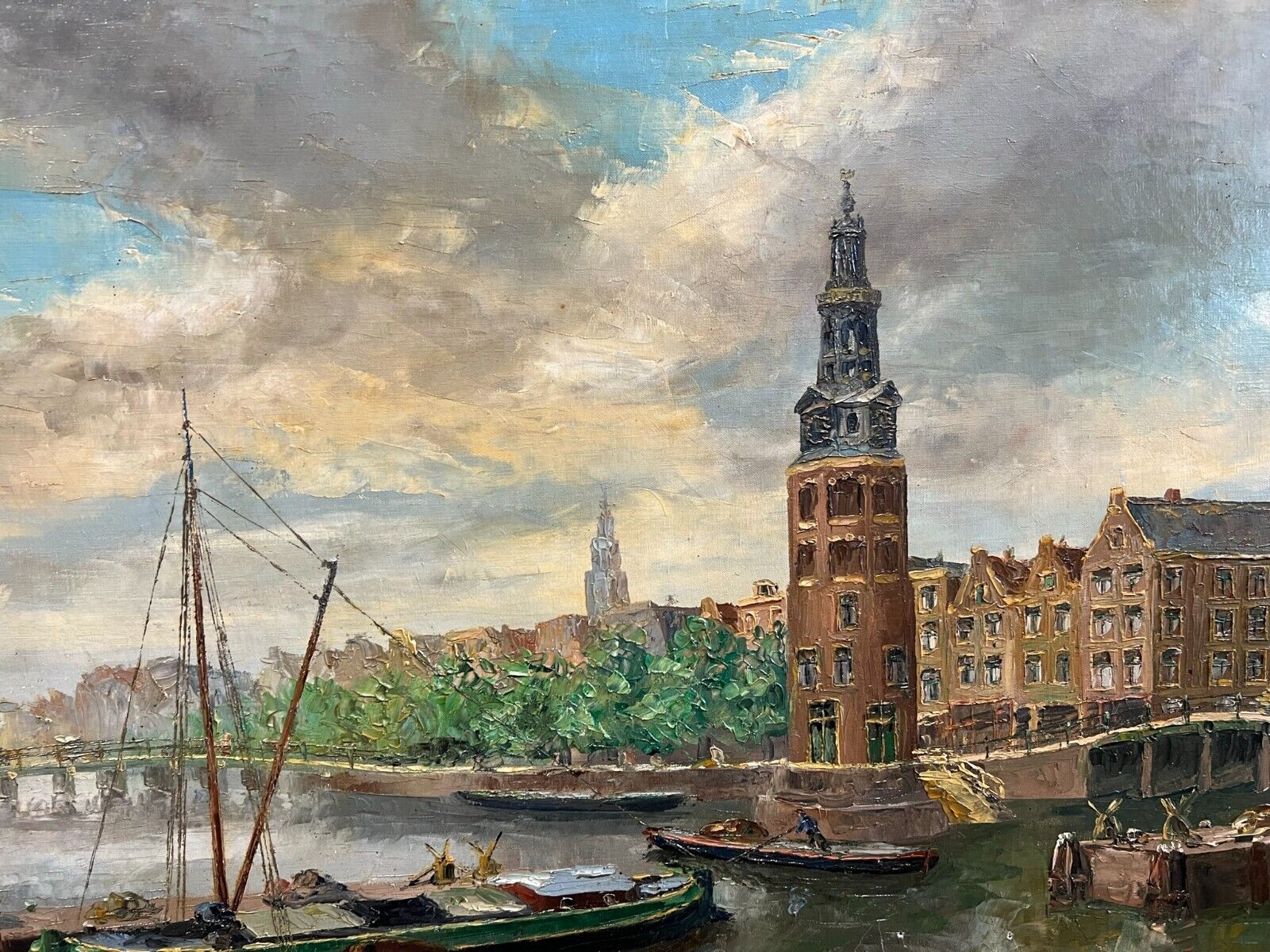 ÖLGEMÄLDE HAFEN AMSTERDAM 60x100cm HANS LENTEMAN (1876-1953)