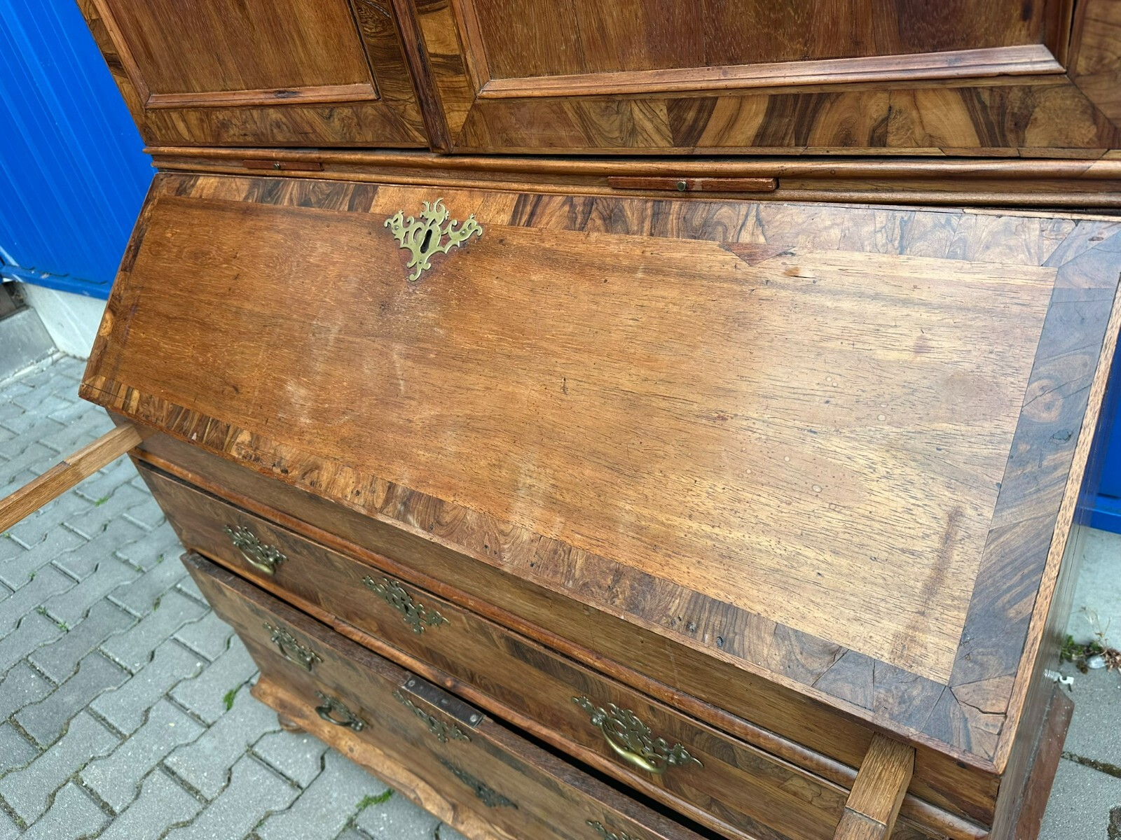 ANTIKER BAROCKSEKRETÄR BAROCK SEKRETÄR UM 1780 NUSSBAUM FURNIERT INTARSIEN – Bild 18