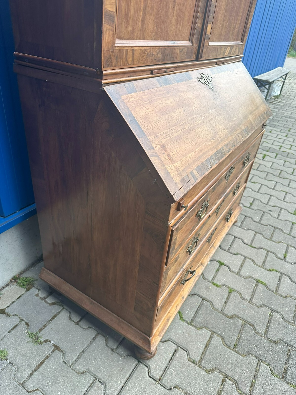 ANTIKER BAROCKSEKRETÄR BAROCK SEKRETÄR UM 1780 NUSSBAUM FURNIERT INTARSIEN – Bild 10