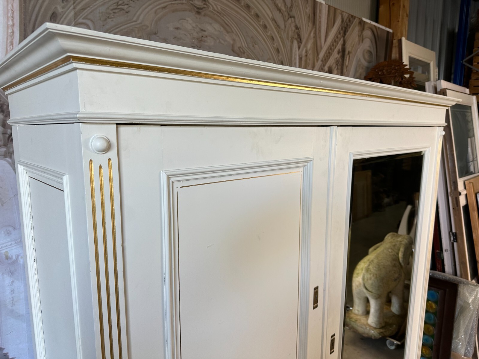 GROSSER ANTIKER KLEIDERSCHRANK SCHRANK UM 1920 LOUIS SEIZE STIL HOLZ – Bild 15