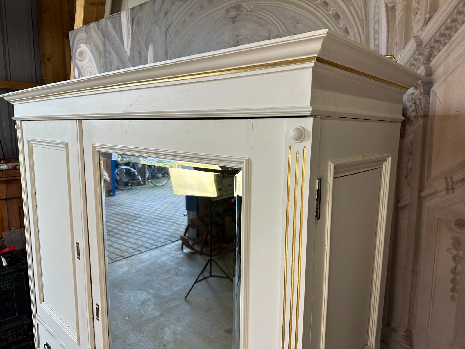 GROSSER ANTIKER KLEIDERSCHRANK SCHRANK UM 1920 LOUIS SEIZE STIL HOLZ – Bild 5