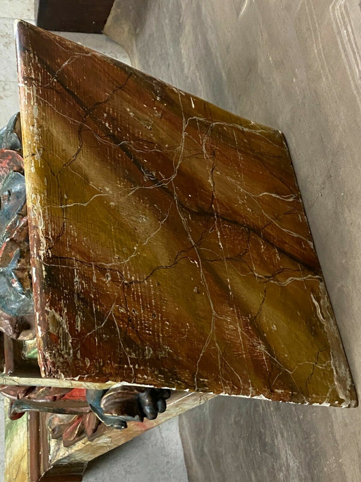 BAROCK KONSOLE SCHNITZEREIEN HOLZ MASSIV POLYCHROM GEFASST ANTIK 18-TES JHDT – Bild 4