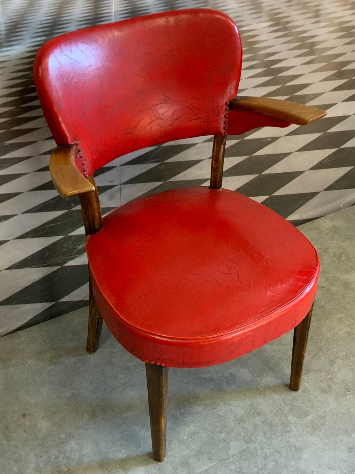 VINTAGE DESIGNER ARMLEHNSTUHL STUHL SESSEL HOLZ GESTELL LEDER BEZUG