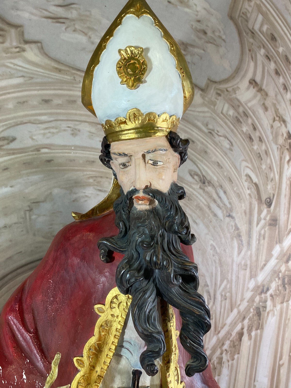 SKULPTUR HEILIGER URBAN HANDBEMALT 118cm HOCH NEO BAROCK FIGUR – Bild 3