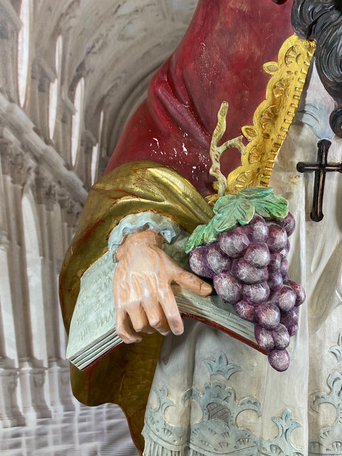 SKULPTUR HEILIGER URBAN HANDBEMALT 118cm HOCH NEO BAROCK FIGUR – Bild 4
