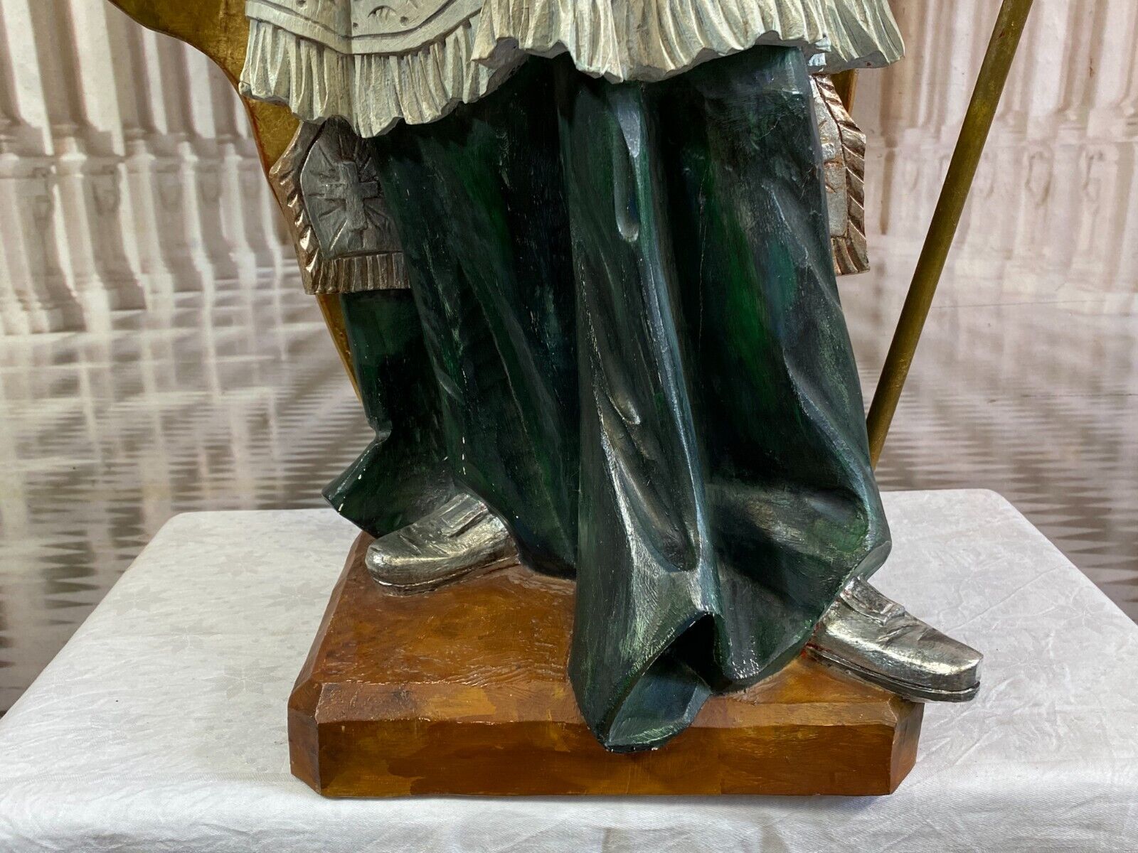 SKULPTUR HEILIGER URBAN HANDBEMALT 118cm HOCH NEO BAROCK FIGUR – Bild 6