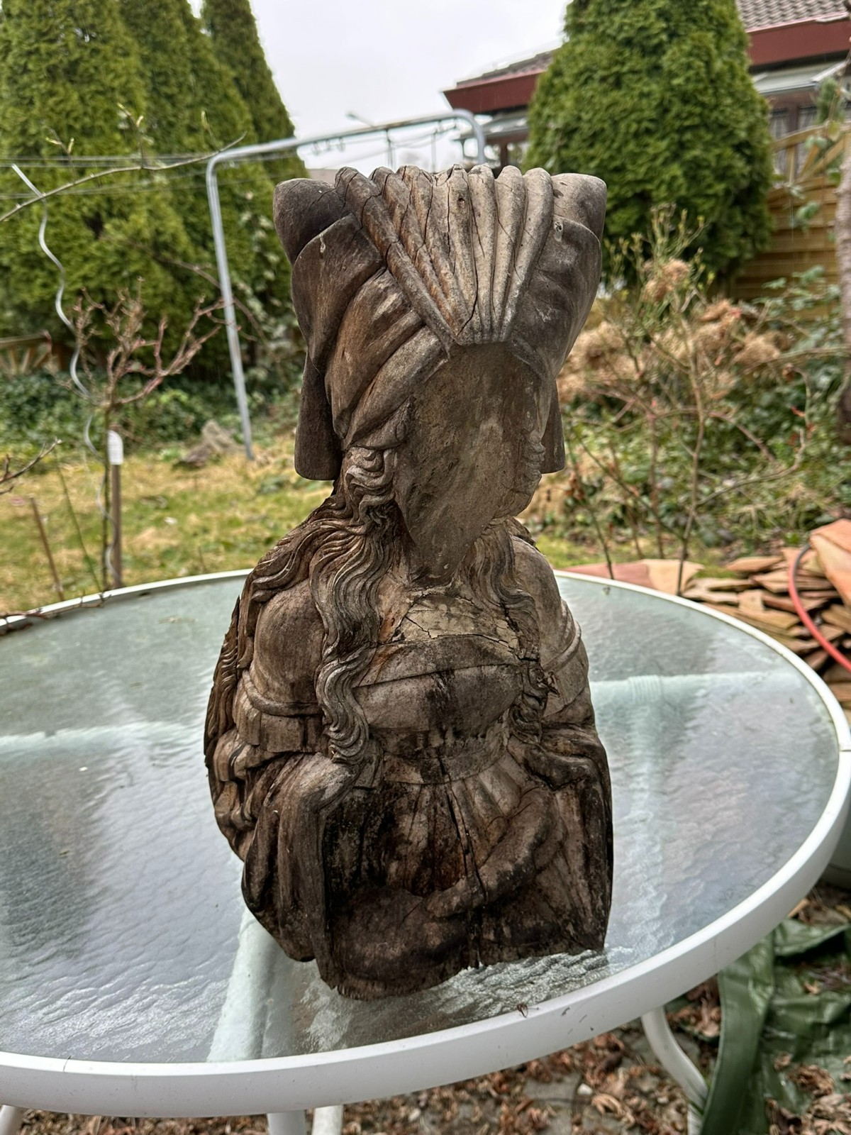 NEO RENAISSANCE FIGUR SKULPTUR WEICHHOLZ WAPPEN HANDGESCHNITZT 54cm 20 TES