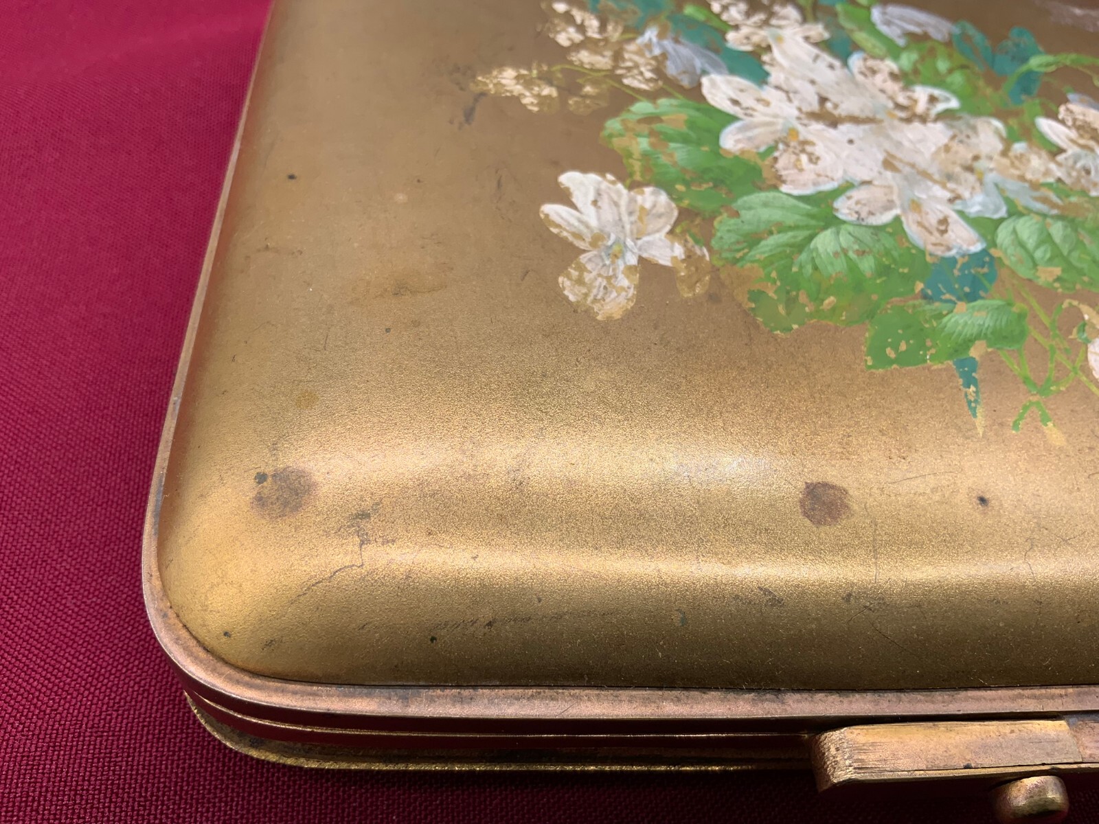 ANTIKE JUGENDSTIL DOSE MESSING HANDBEMALT – Bild 11