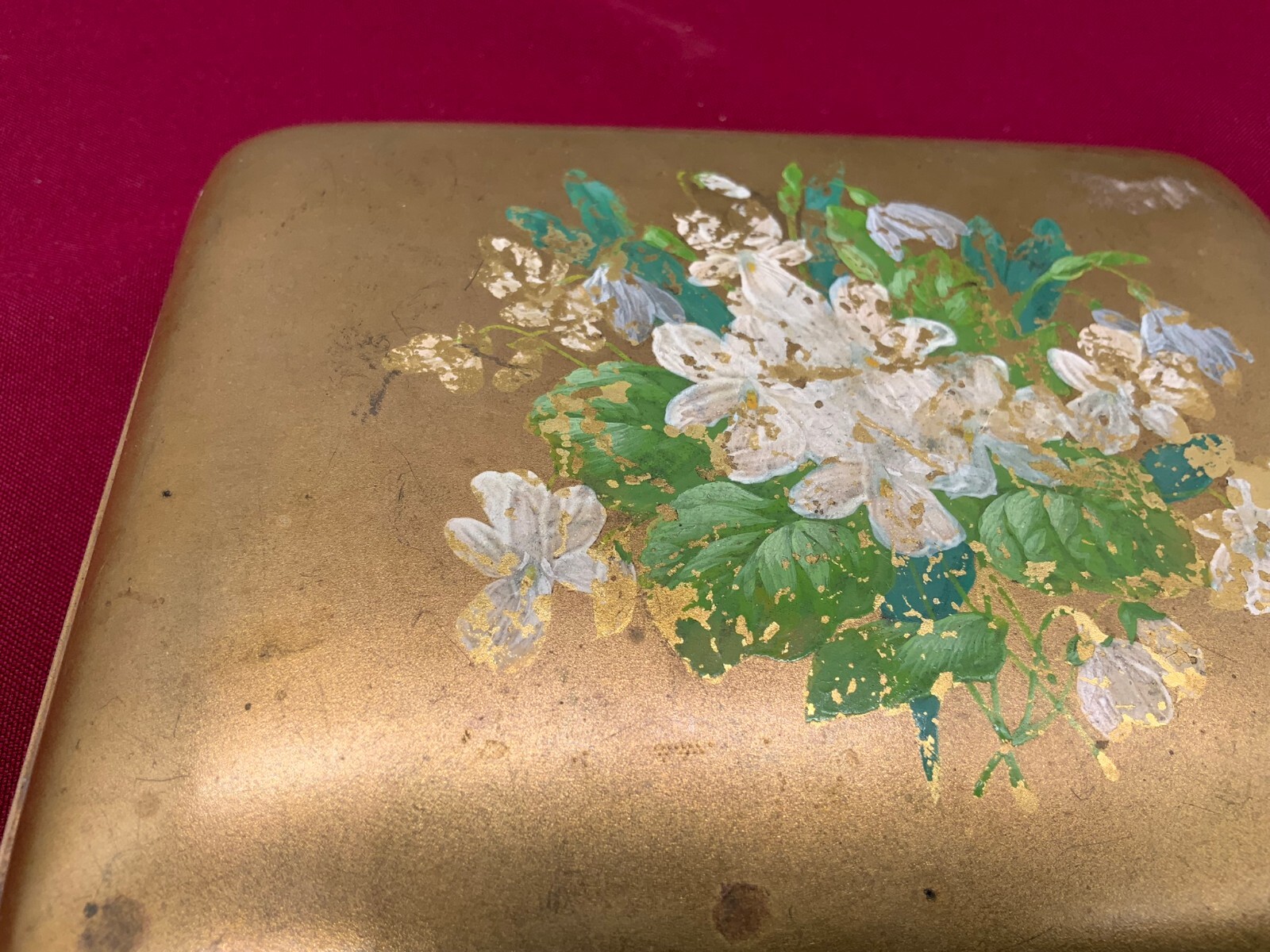 ANTIKE JUGENDSTIL DOSE MESSING HANDBEMALT – Bild 12