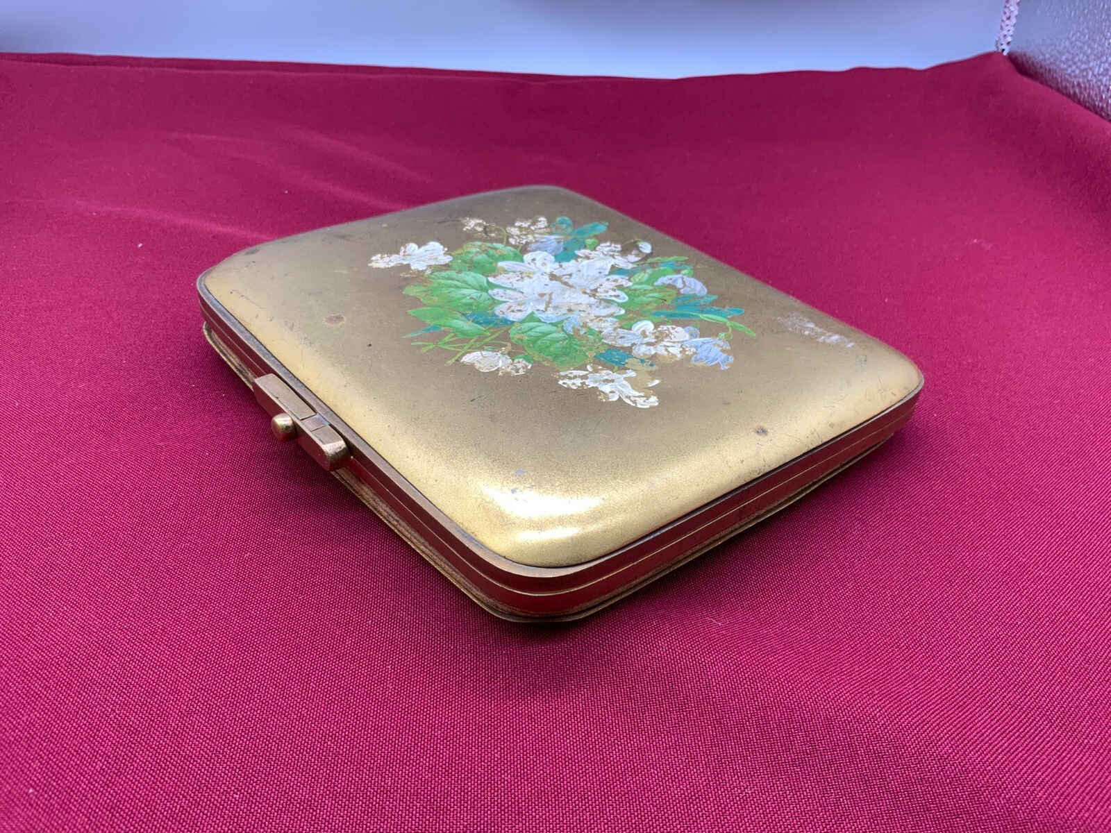 ANTIKE JUGENDSTIL DOSE MESSING HANDBEMALT – Bild 3