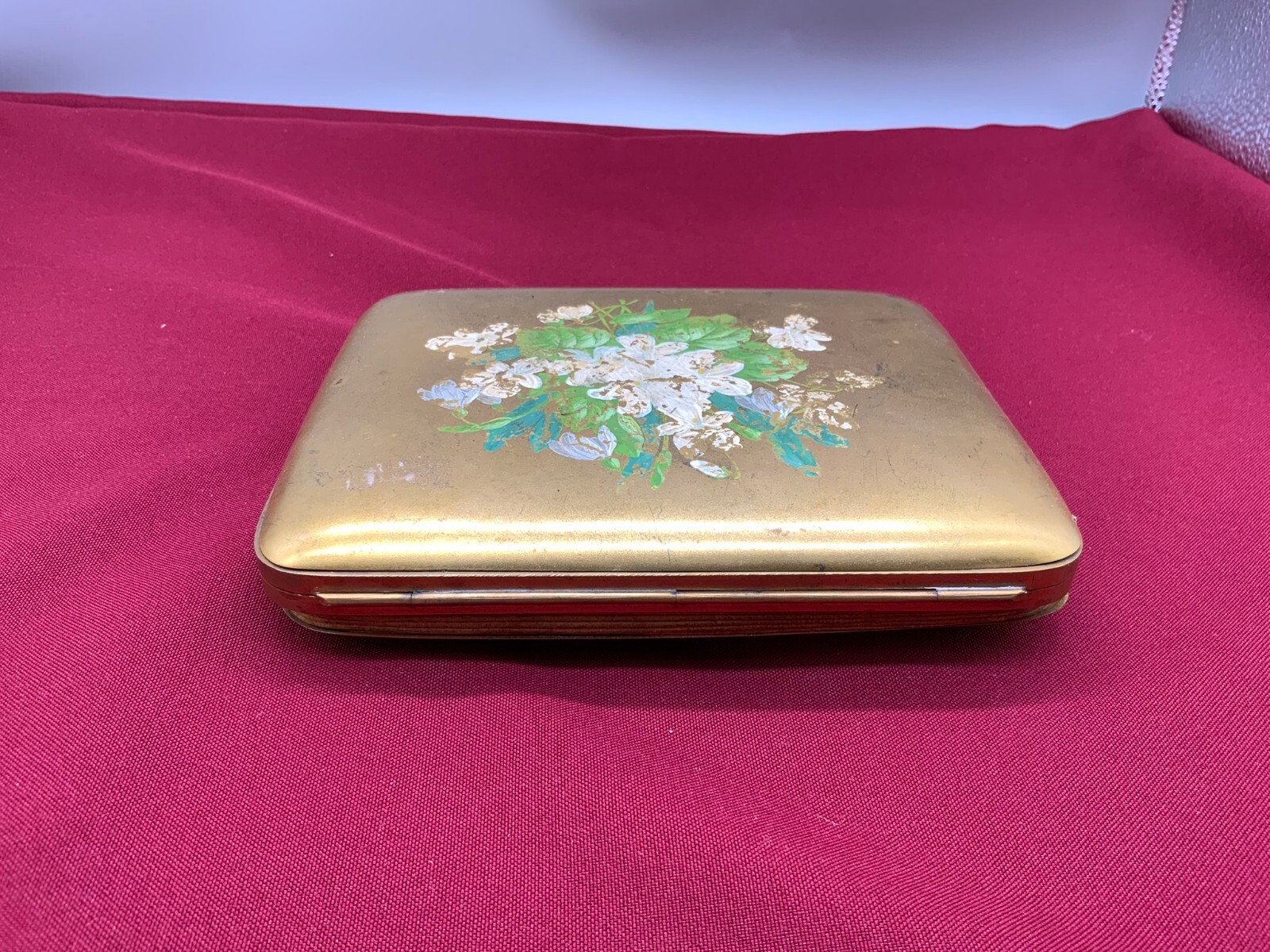 ANTIKE JUGENDSTIL DOSE MESSING HANDBEMALT – Bild 5