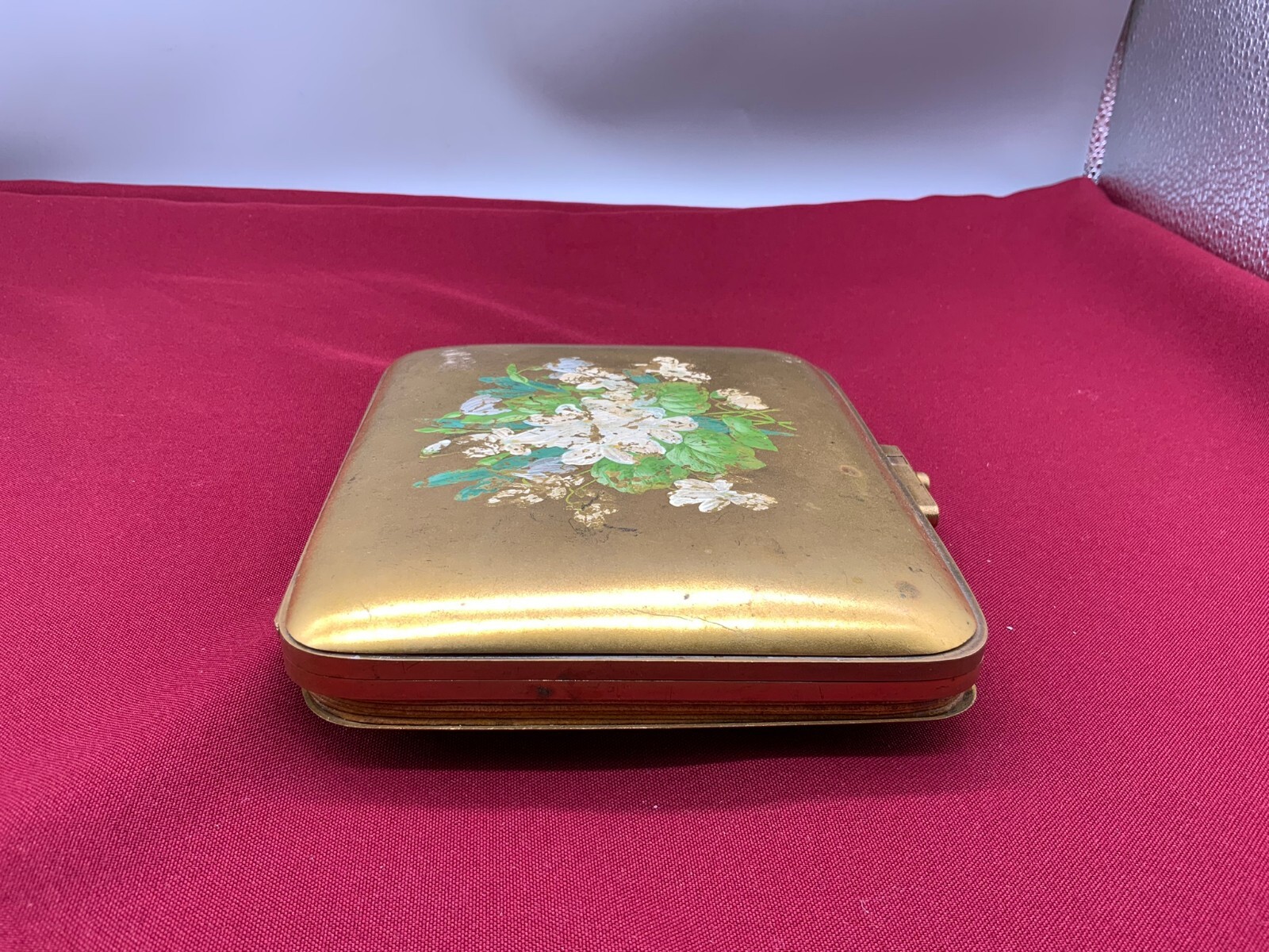 ANTIKE JUGENDSTIL DOSE MESSING HANDBEMALT – Bild 6