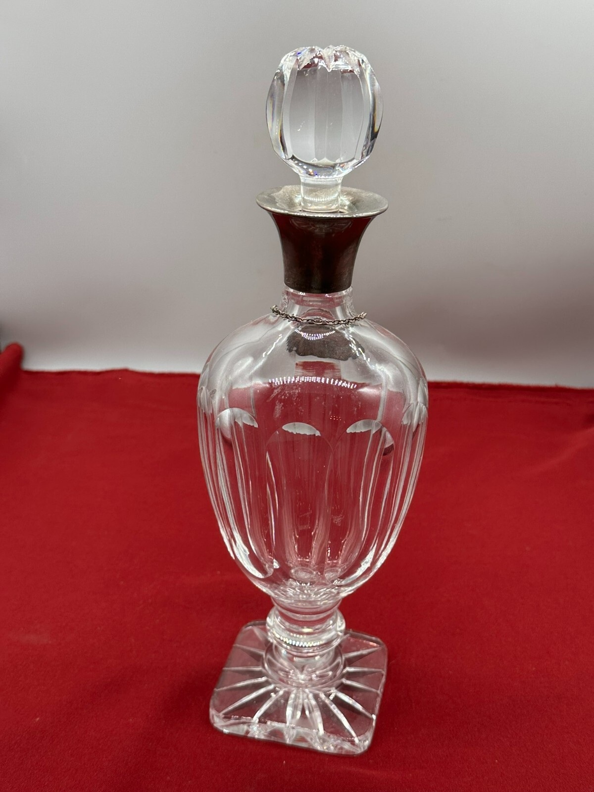 VINTAGE KARAFFE KRISTALLGLAS GLAS STERLING SILBER MONTUR UND PLAKETTE – Bild 5