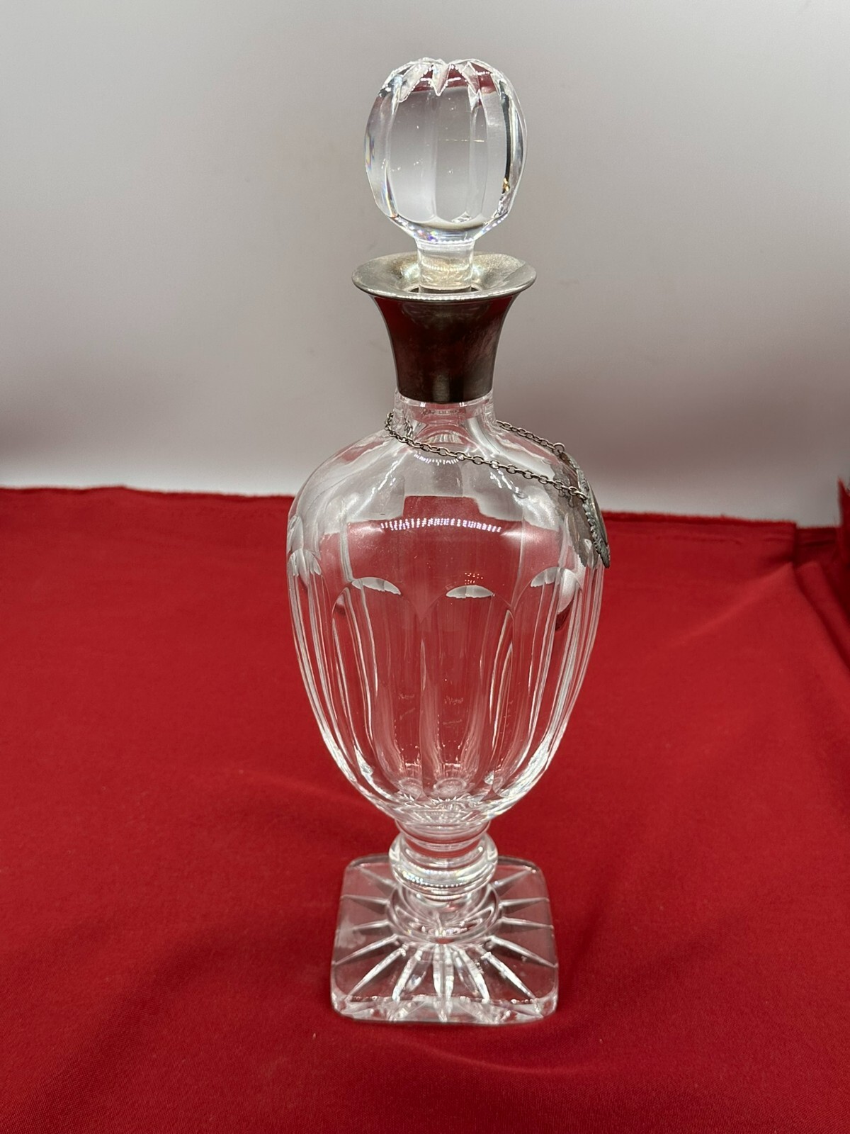 VINTAGE KARAFFE KRISTALLGLAS GLAS STERLING SILBER MONTUR UND PLAKETTE – Bild 6