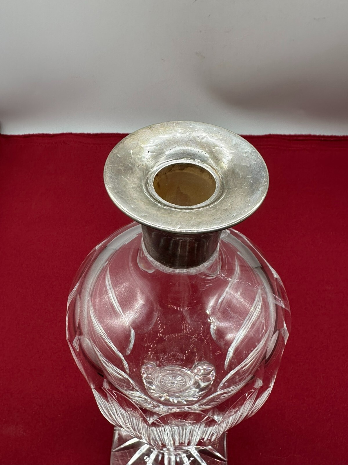 VINTAGE KARAFFE KRISTALLGLAS GLAS STERLING SILBER MONTUR UND PLAKETTE – Bild 8