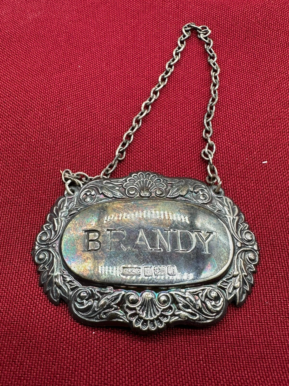 VINTAGE KARAFFE KRISTALLGLAS GLAS STERLING SILBER MONTUR UND PLAKETTE – Bild 10