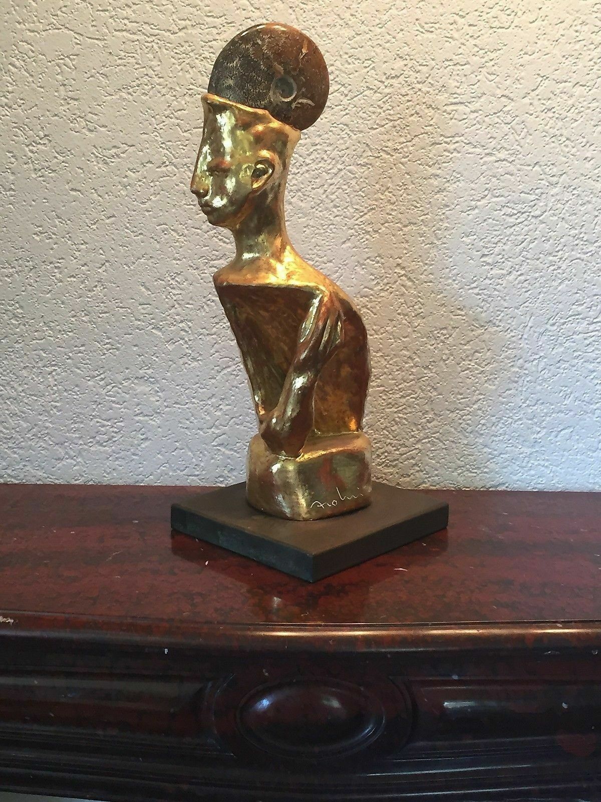 VERGOLDETE KERAMIK SKULPTUR MODERN DER KÖNIG UNIKAT ENZO ARDUINI