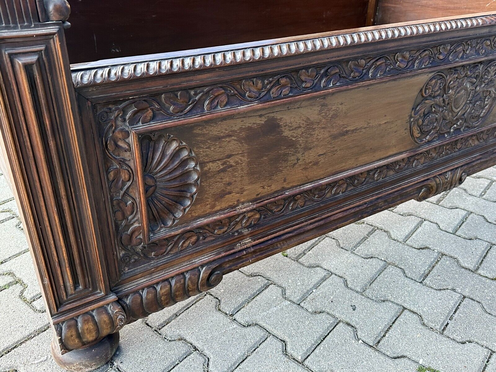 ANTIKES BETTGESTELL NEO RENAISSANCE PRUNK SCHNITZWERK NUSSBAUM UM 1920 PRUNKBETT – Bild 25