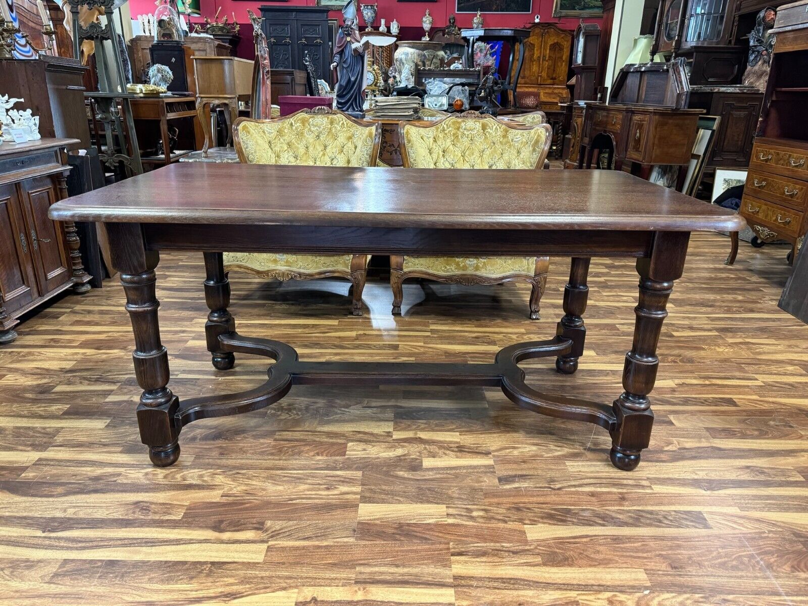 LANDHAUS ESSTISCH ALTER TISCH AUS EICHE MASSIV GEARBEITET 160x86cm – Bild 4