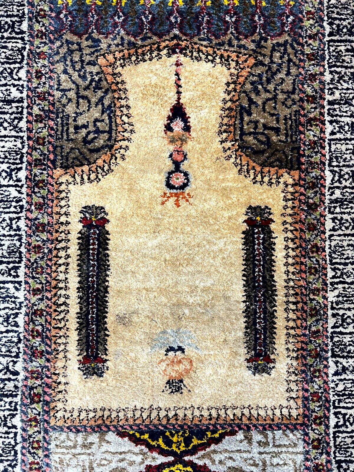 ALTER ORIENTTEPPICH  GEBETSTEPPICH TEPPICH AUS WOLLE HANDGEKNÜPFT 150x83cm – Bild 3