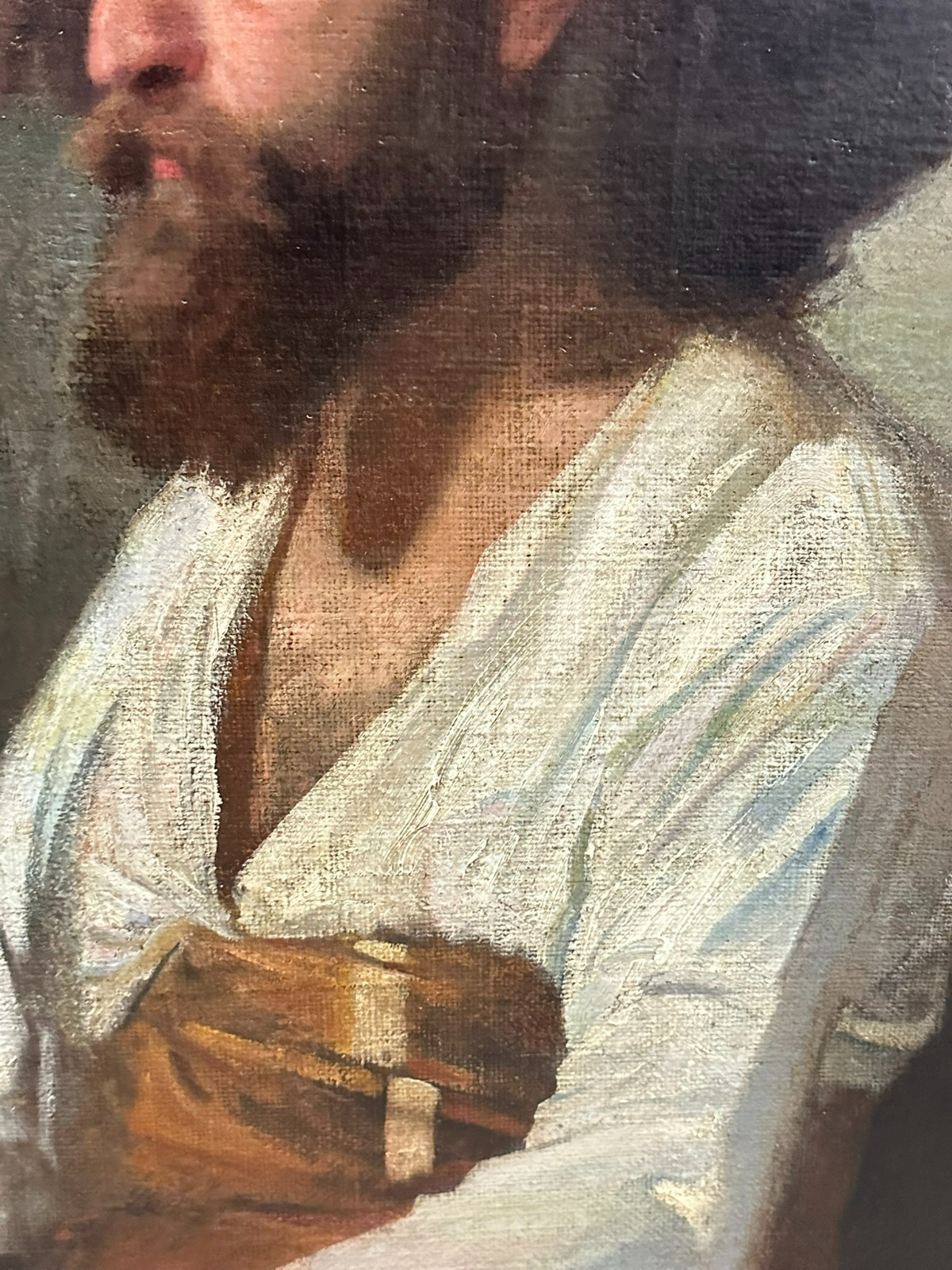 89x119cm GROSSES ÖLGEMÄLDE HERAUSRAGENDES BILDNIS EINES MANNES PORTRAIT MANN – Bild 5