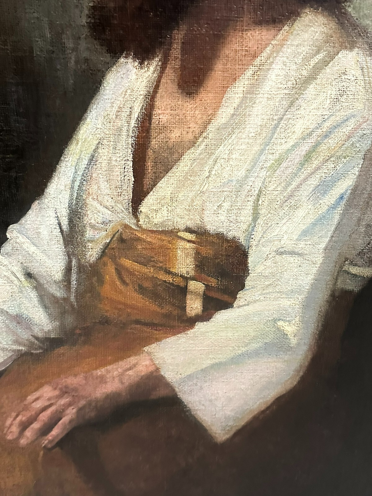 89x119cm GROSSES ÖLGEMÄLDE HERAUSRAGENDES BILDNIS EINES MANNES PORTRAIT MANN – Bild 6