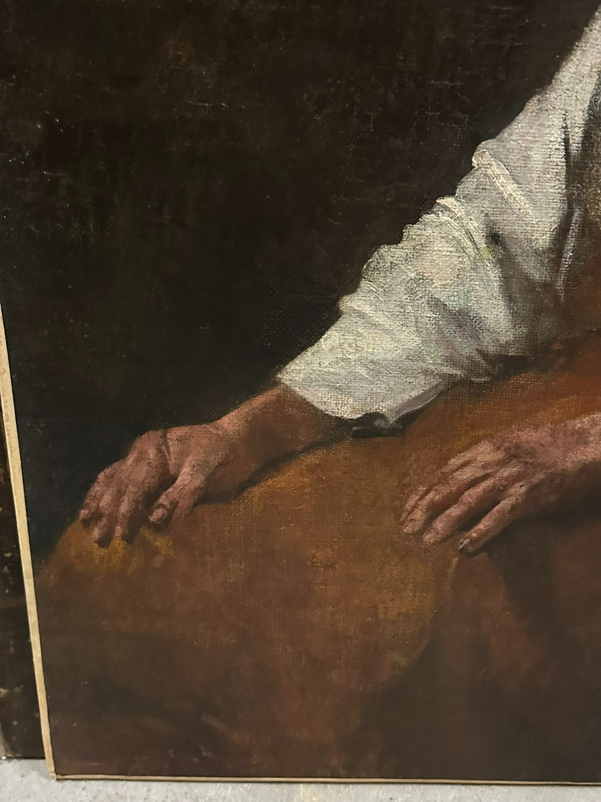 89x119cm GROSSES ÖLGEMÄLDE HERAUSRAGENDES BILDNIS EINES MANNES PORTRAIT MANN – Bild 7