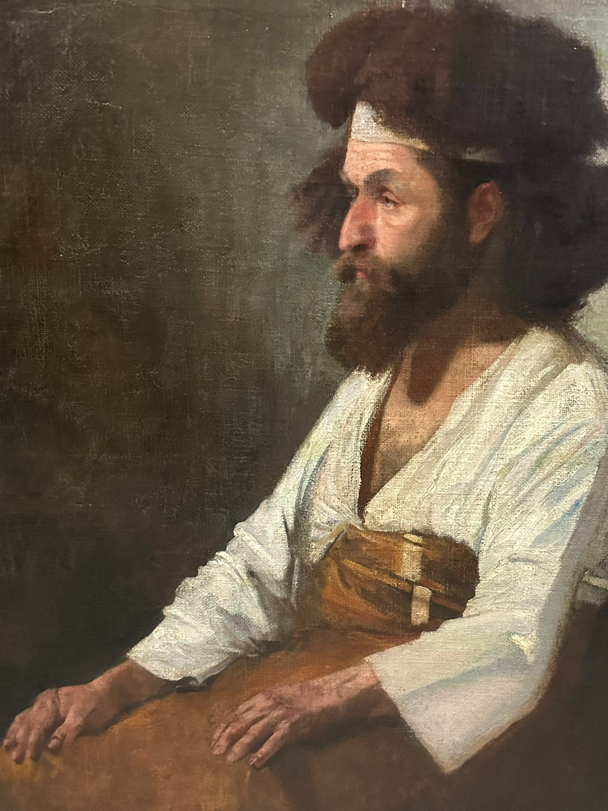 89x119cm GROSSES ÖLGEMÄLDE HERAUSRAGENDES BILDNIS EINES MANNES PORTRAIT MANN