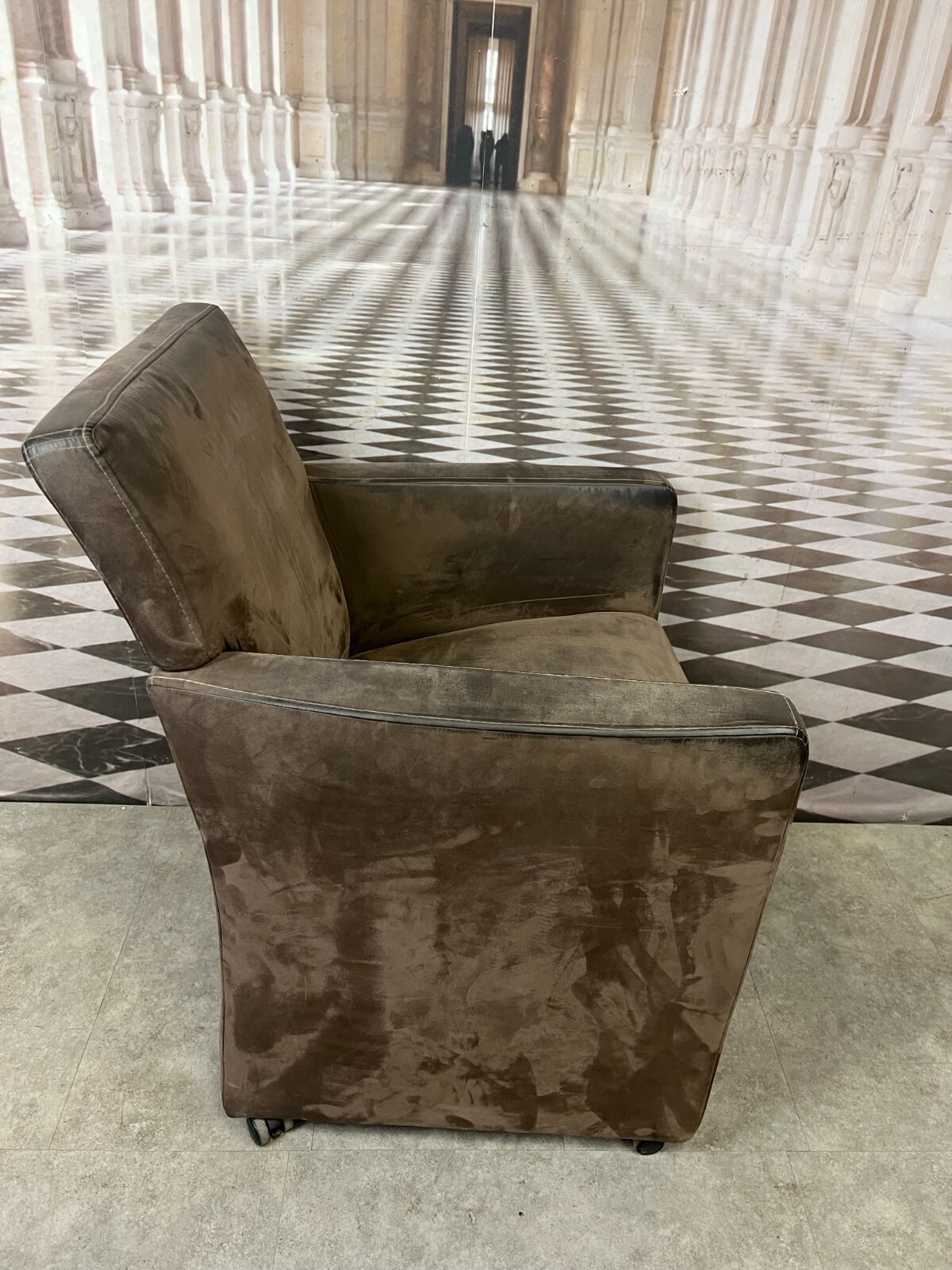 VINTAGE SESSEL AUS LEDER AUF ROLLEN CLUBSESSEL – Bild 3