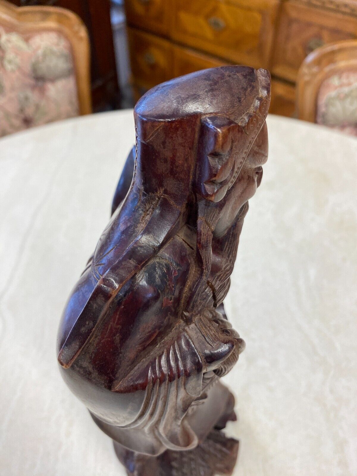 CHINA SKULPTUR AUS HOLZ GELEHRTER 30cm HOCH – Bild 11