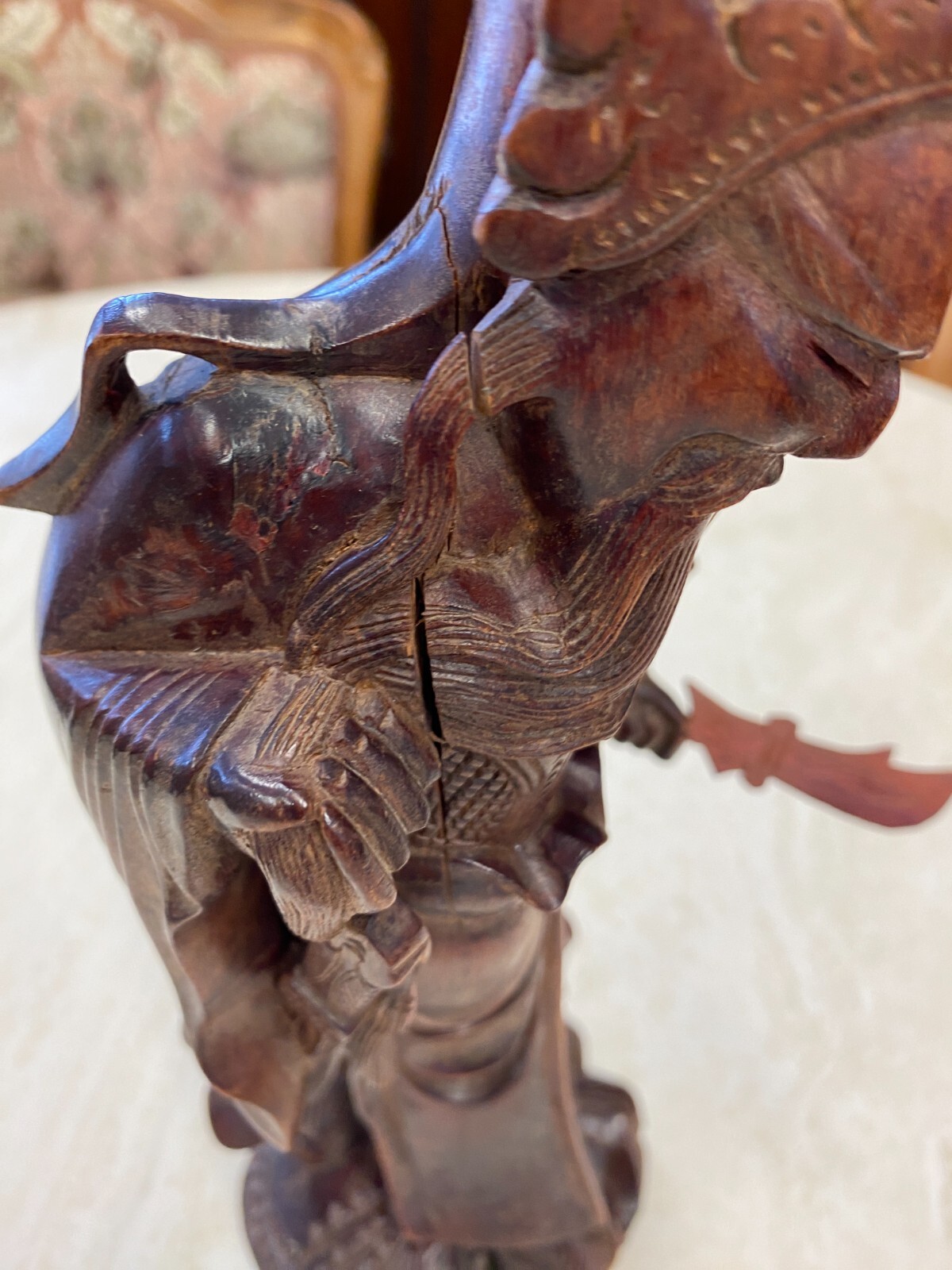 CHINA SKULPTUR AUS HOLZ GELEHRTER 30cm HOCH – Bild 13