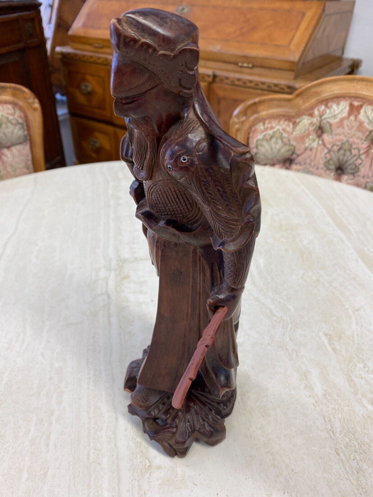 CHINA SKULPTUR AUS HOLZ GELEHRTER 30cm HOCH – Bild 14