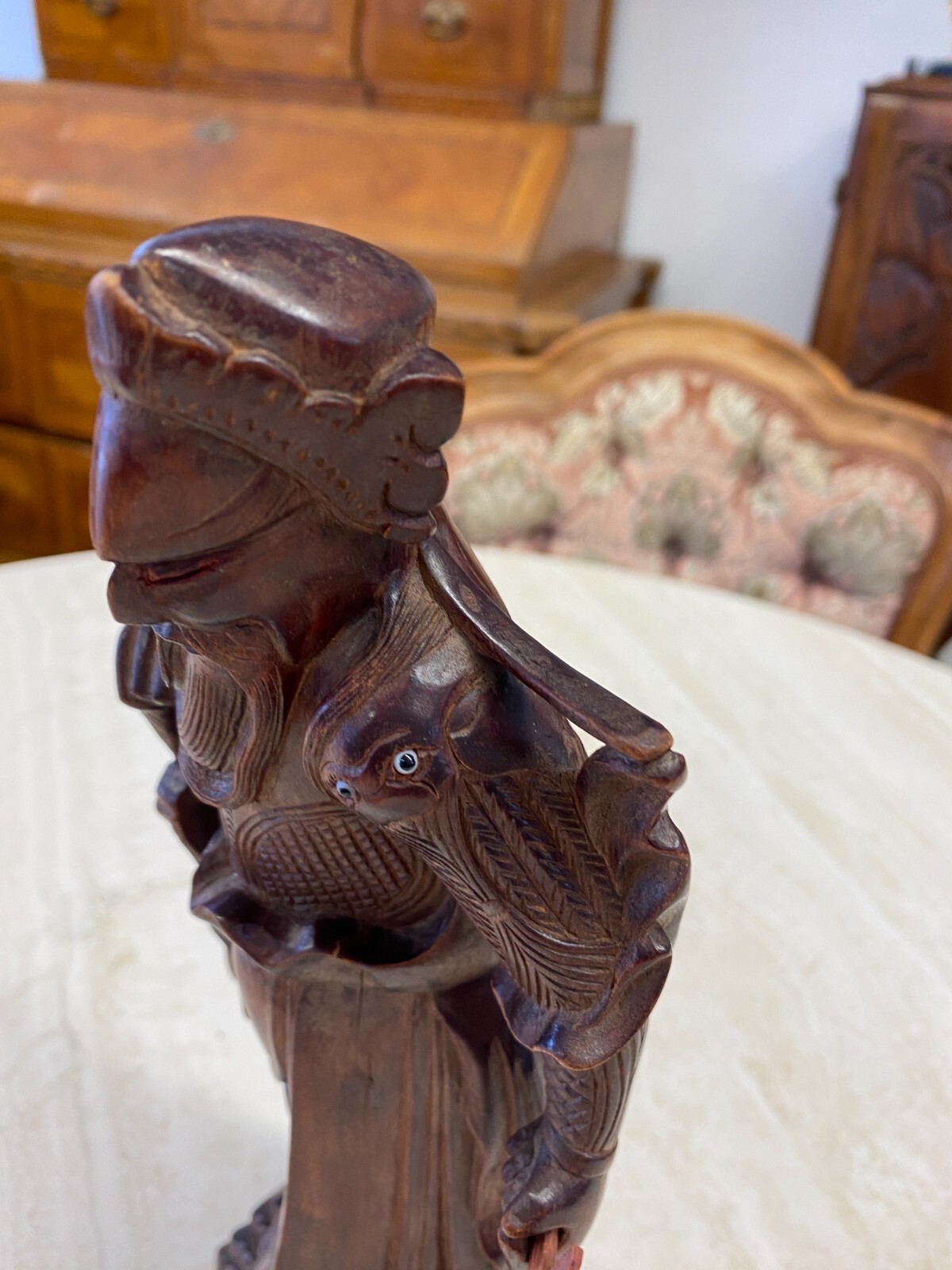 CHINA SKULPTUR AUS HOLZ GELEHRTER 30cm HOCH – Bild 15