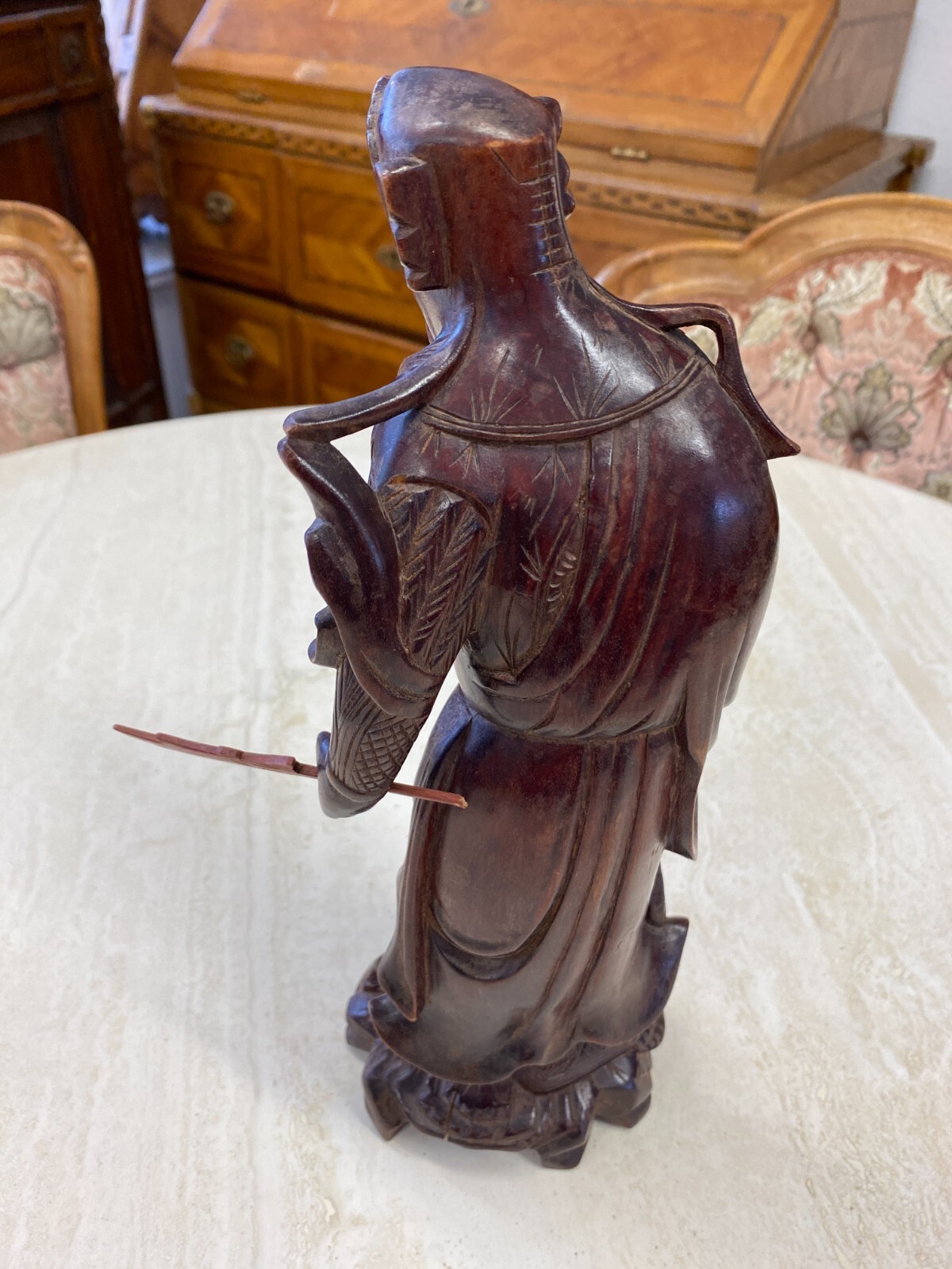 CHINA SKULPTUR AUS HOLZ GELEHRTER 30cm HOCH – Bild 17
