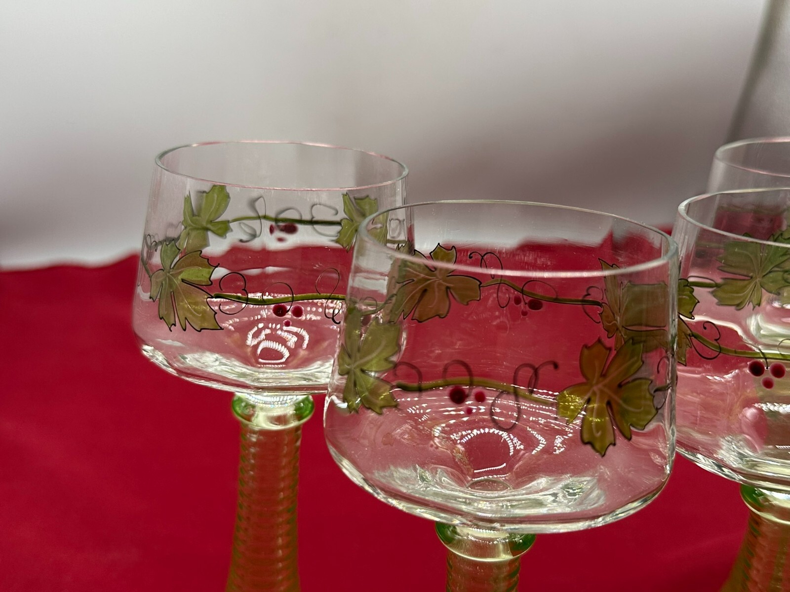 HERRSCHAFTLICHE WEINRÖMER THERESIENTHAL JUGENDSTIL UM 1910 4x ANTIKES GLAS – Bild 3