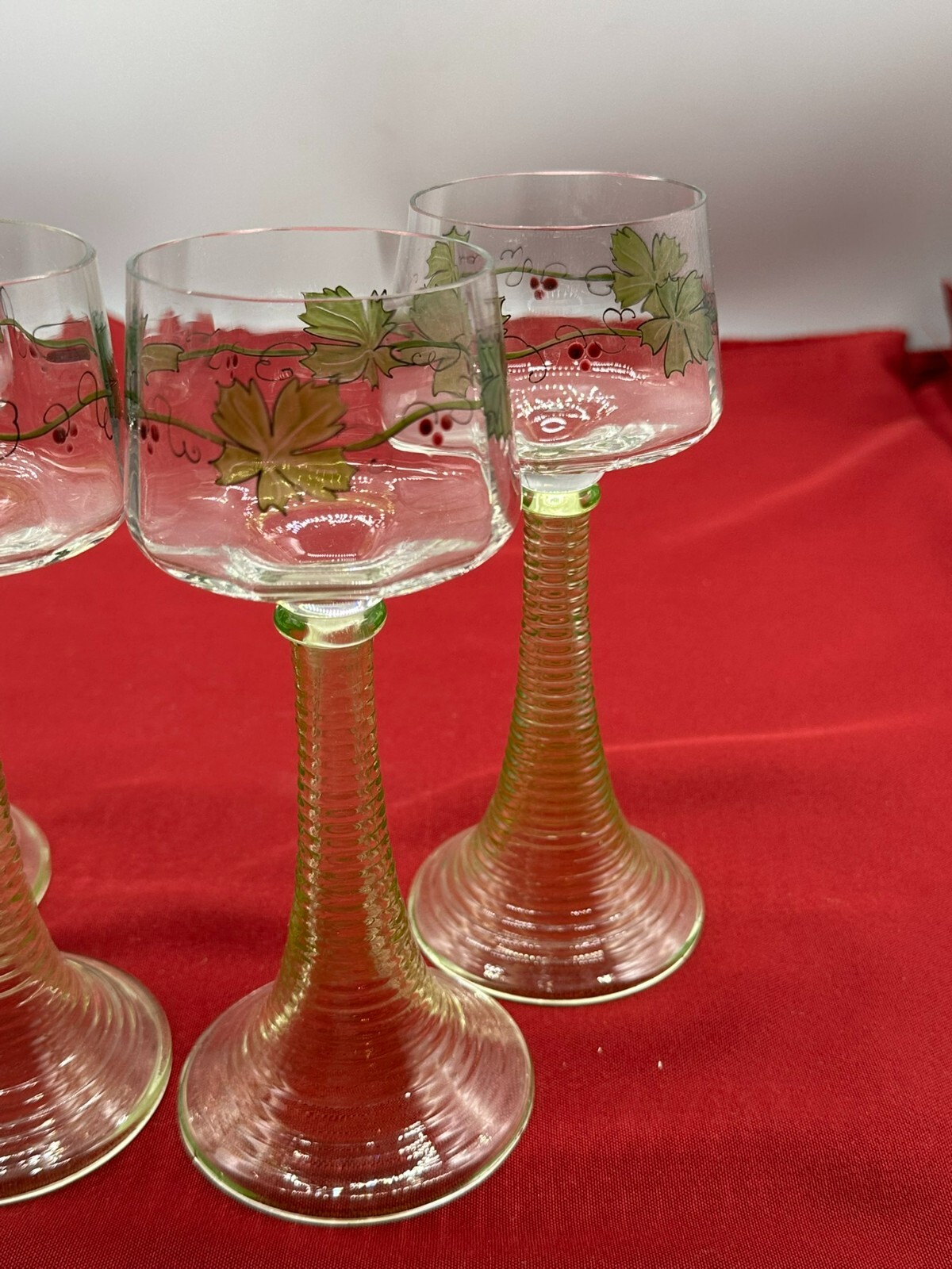 HERRSCHAFTLICHE WEINRÖMER THERESIENTHAL JUGENDSTIL UM 1910 4x ANTIKES GLAS – Bild 5