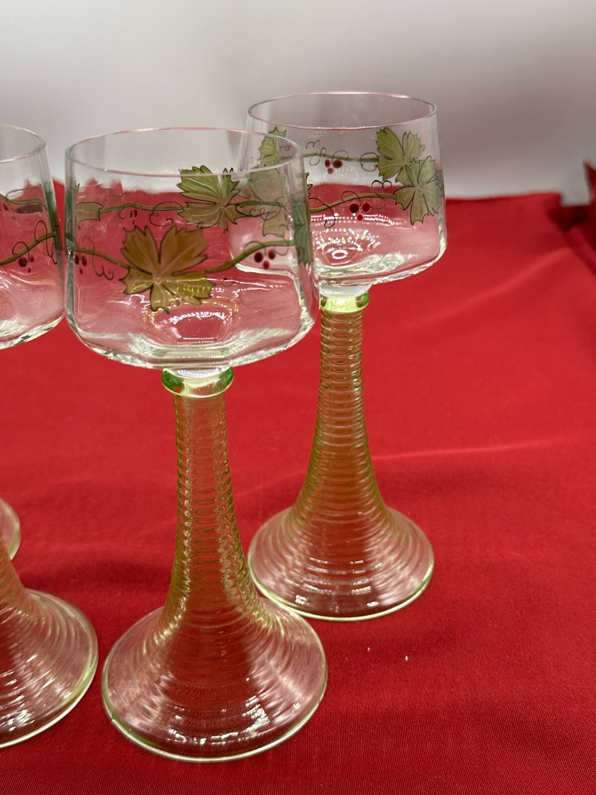 HERRSCHAFTLICHE WEINRÖMER THERESIENTHAL JUGENDSTIL UM 1910 4x ANTIKES GLAS – Bild 6