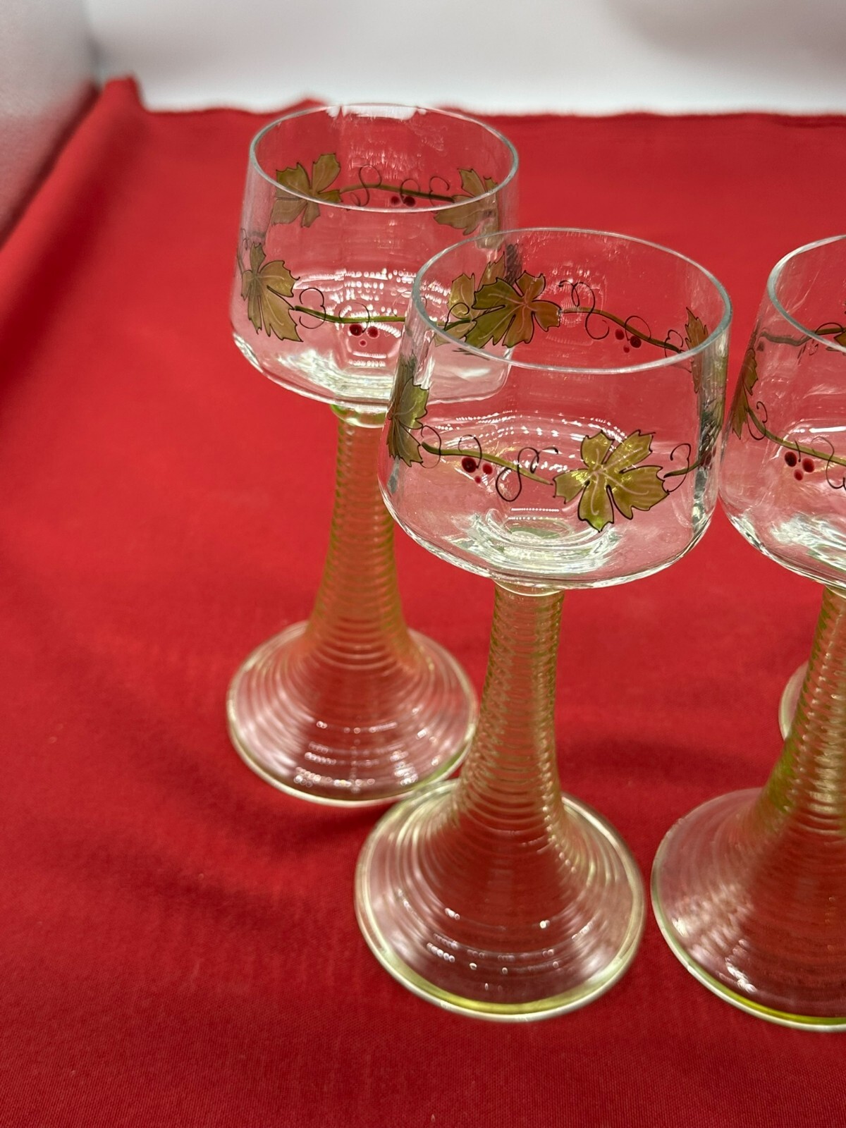 HERRSCHAFTLICHE WEINRÖMER THERESIENTHAL JUGENDSTIL UM 1910 4x ANTIKES GLAS – Bild 8