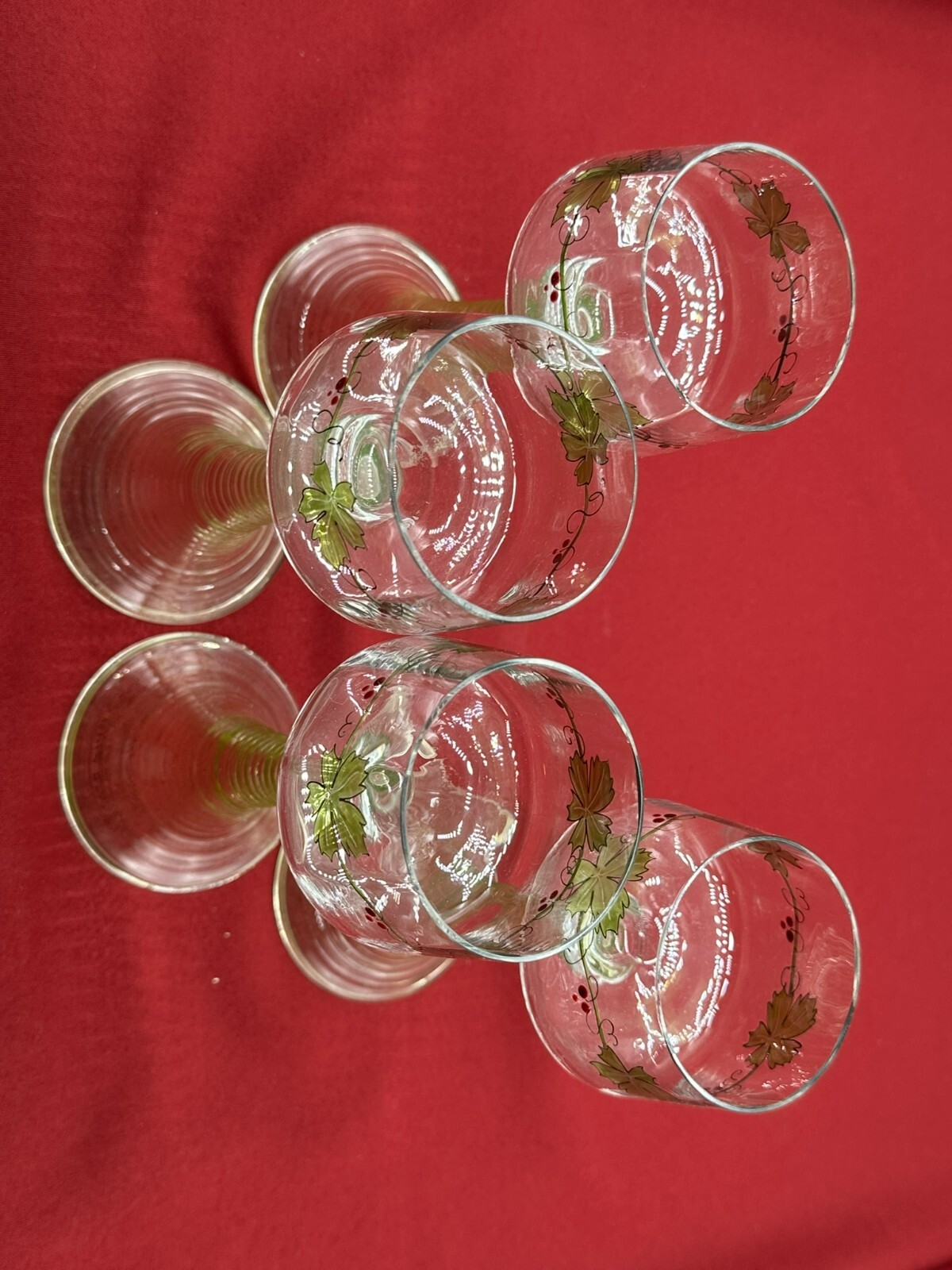 HERRSCHAFTLICHE WEINRÖMER THERESIENTHAL JUGENDSTIL UM 1910 4x ANTIKES GLAS – Bild 9