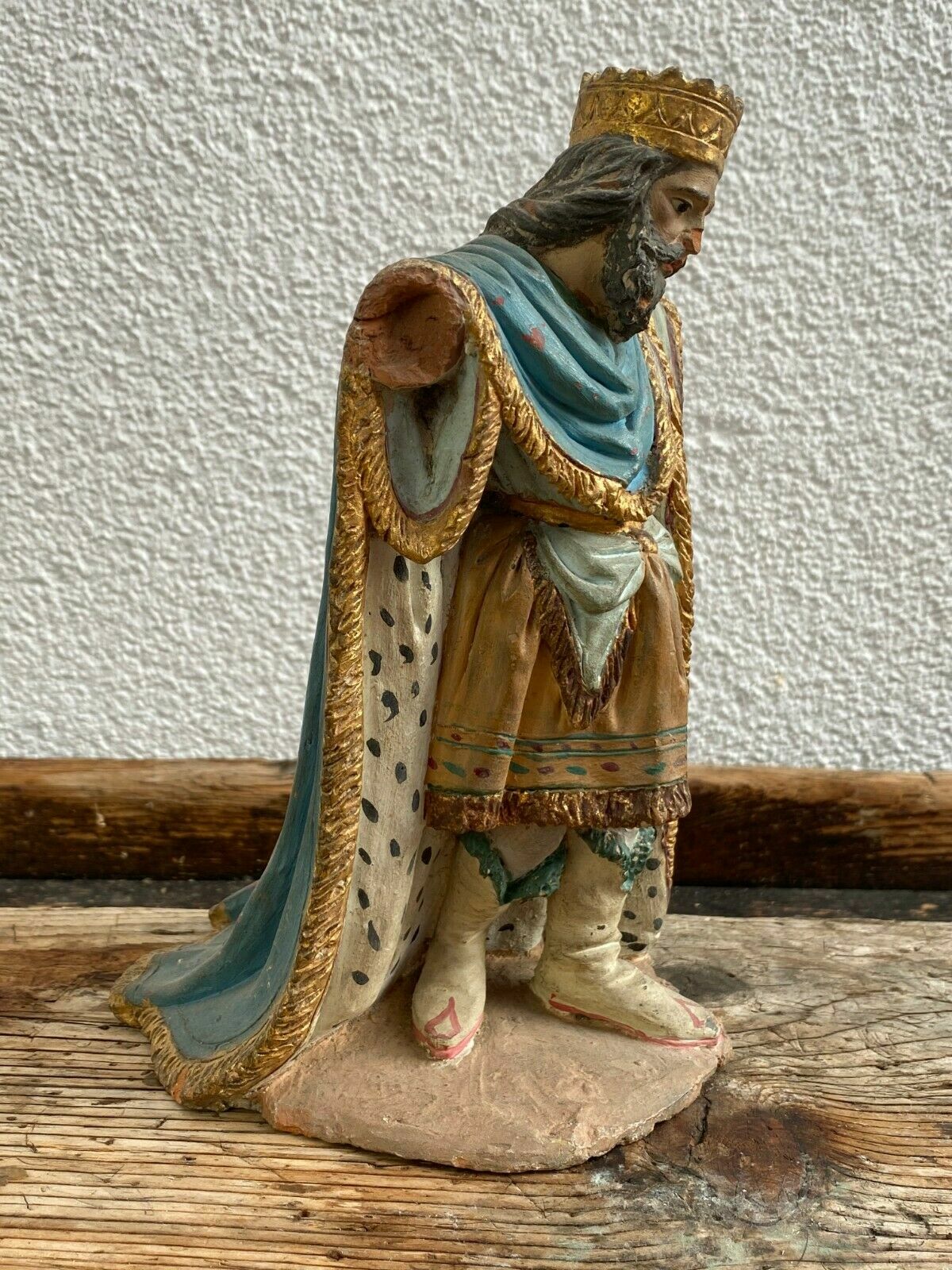 NEAPOLITANISCHE BAROCK FIGUR KÖNIG AUS TERRAKOTTA 18 TES JHDT ITALIEN NAPOLI – Bild 4
