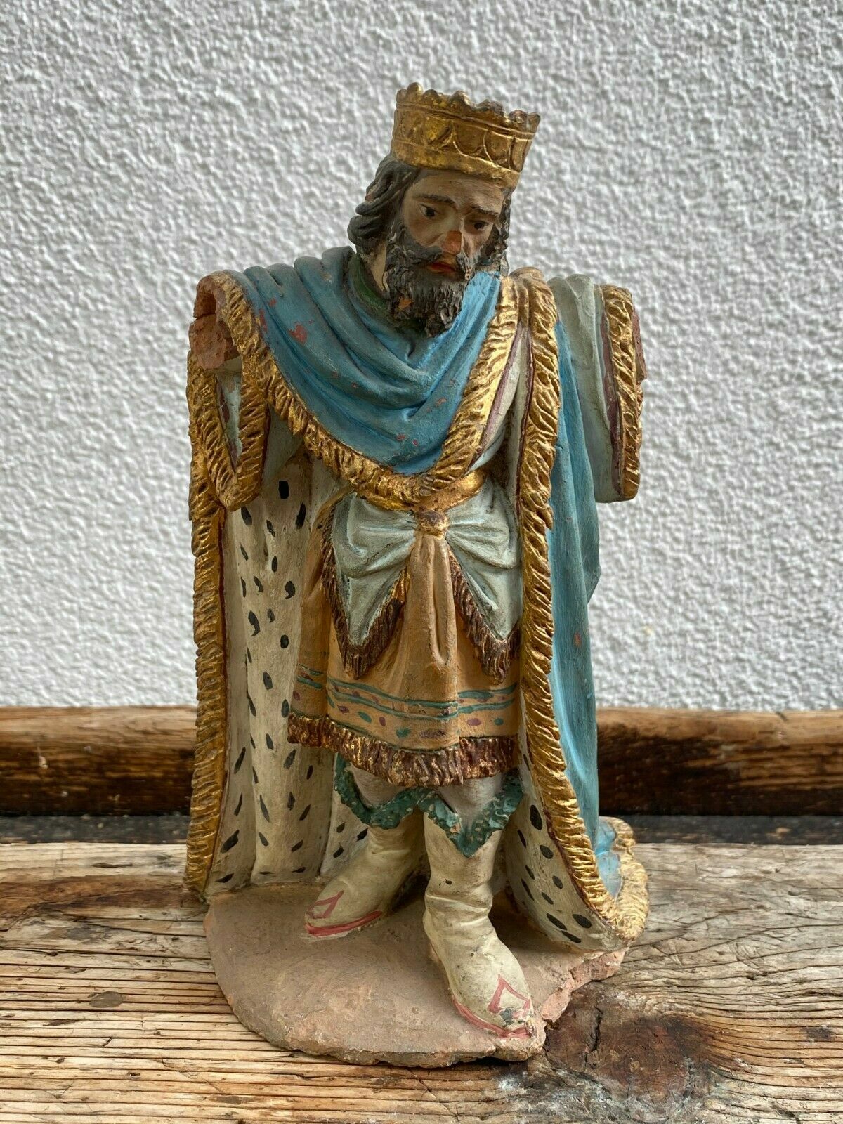 NEAPOLITANISCHE BAROCK FIGUR KÖNIG AUS TERRAKOTTA 18 TES JHDT ITALIEN NAPOLI