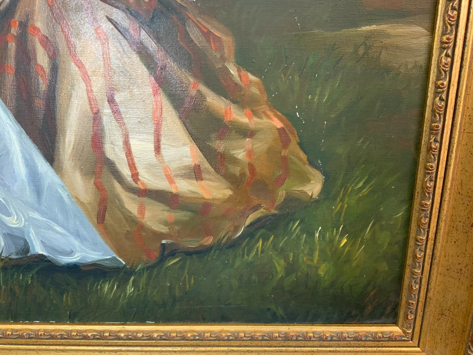 ÖL GEMÄLDE GERAHMT GALANTE DAMEN IM WALD  73x63cm – Bild 10