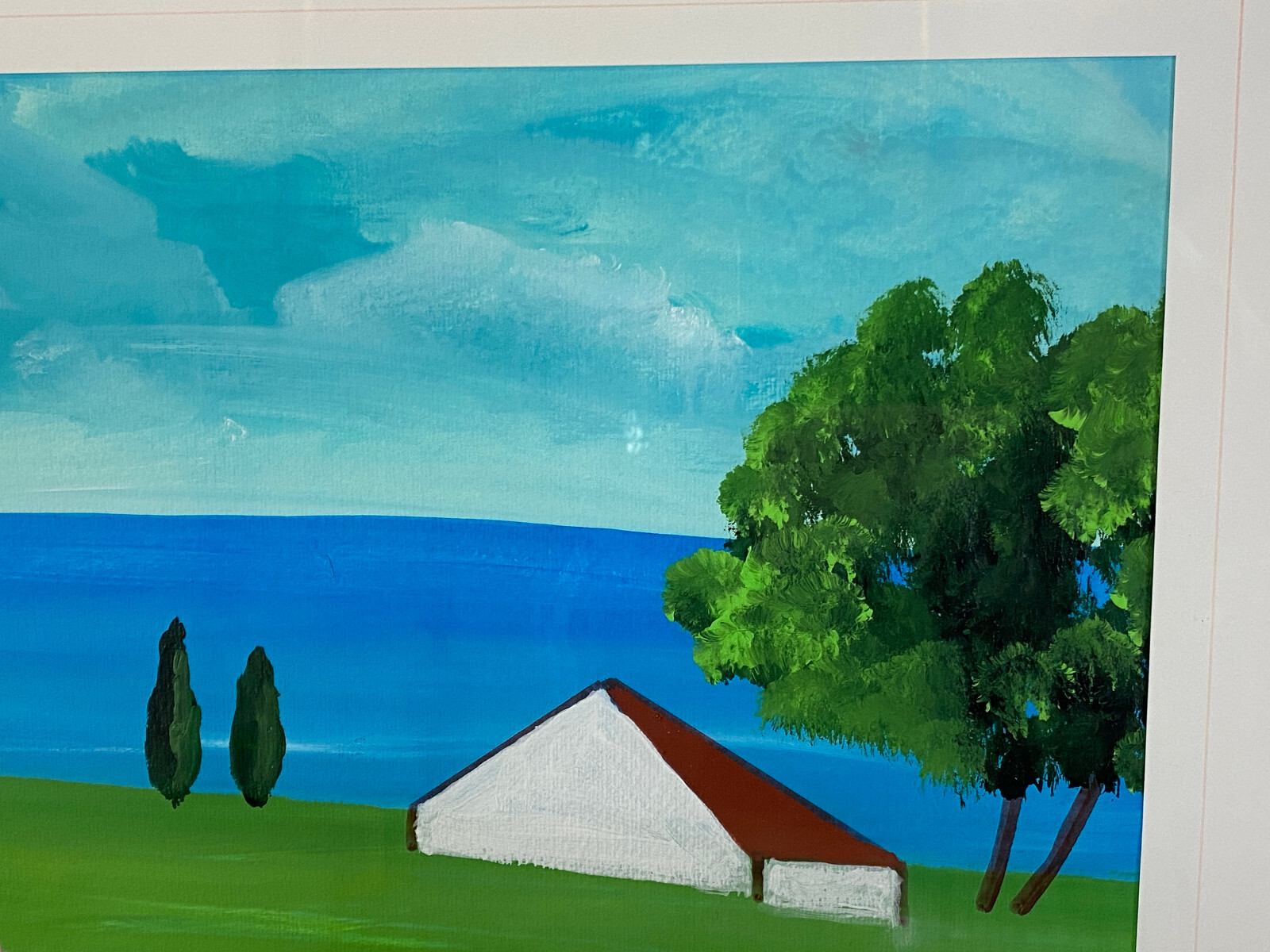 SEHR GROSSES AQUARELL MASSIV GERAHMT LANDSCHAFT BLUMEN SIGNIERT M. LAVEZOLLI – Bild 9