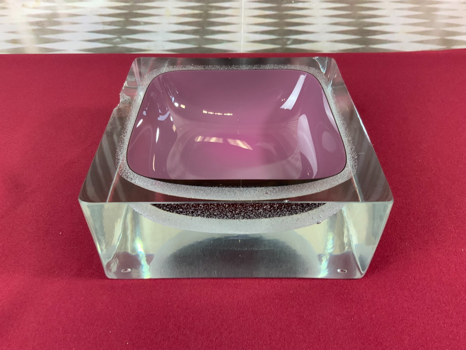 MASSIVE GROSSE SCHALE AUS GLAS HANDARBEIT KÜNSTLERGLAS 7kg CHIP