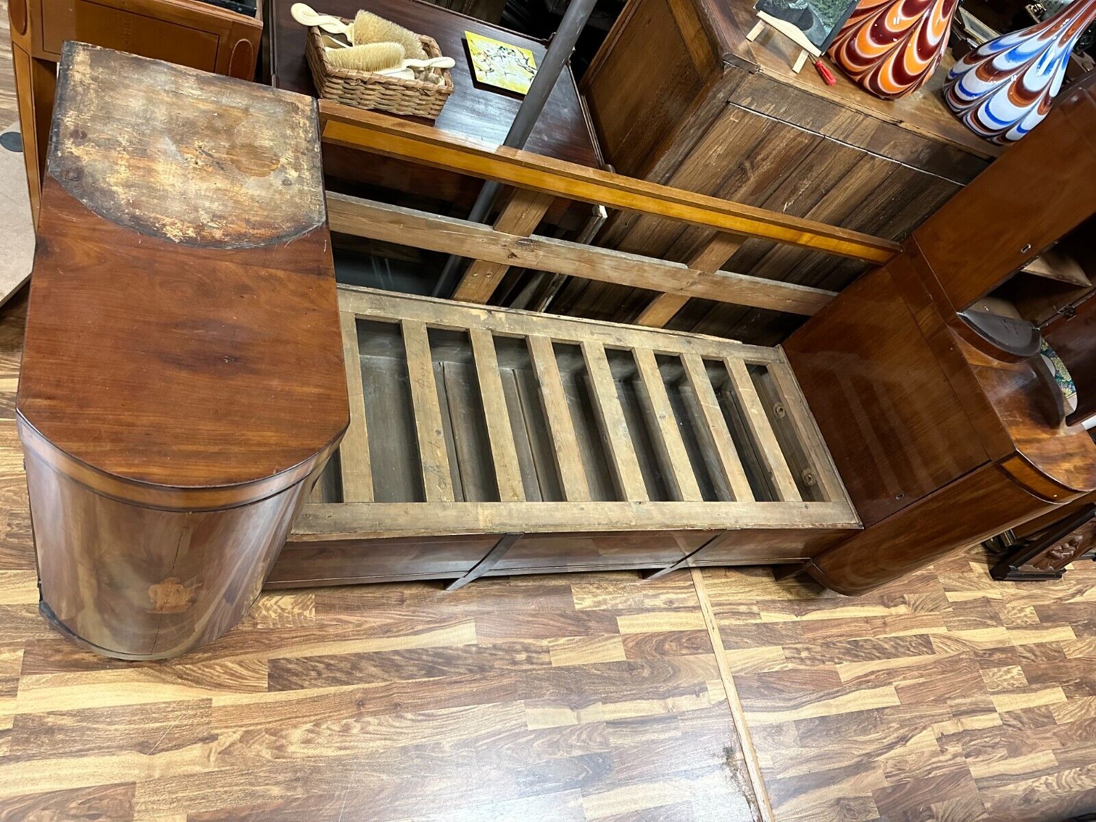 BIEDERMEIER SOFA KIRSCHBAUM FURNIER INTARSIEN ANTIK WIEN UM 1820 PRUNKSOFA – Bild 25