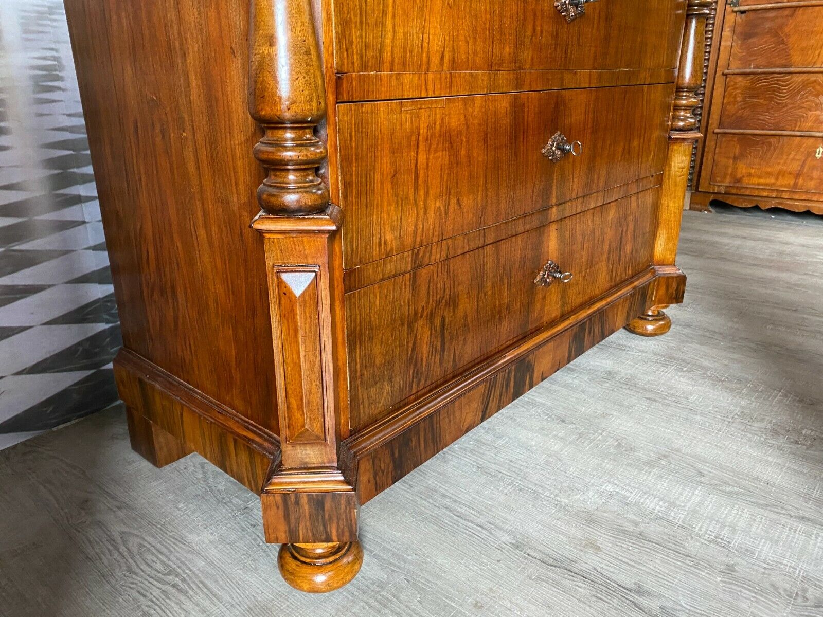 GRÜNDERZEIT SEKRETÄR NUSSBAUM FURNIERT ANTIK 19-TES JHDT WOHNFERTIG SCHREIBMÖBEL – Bild 11