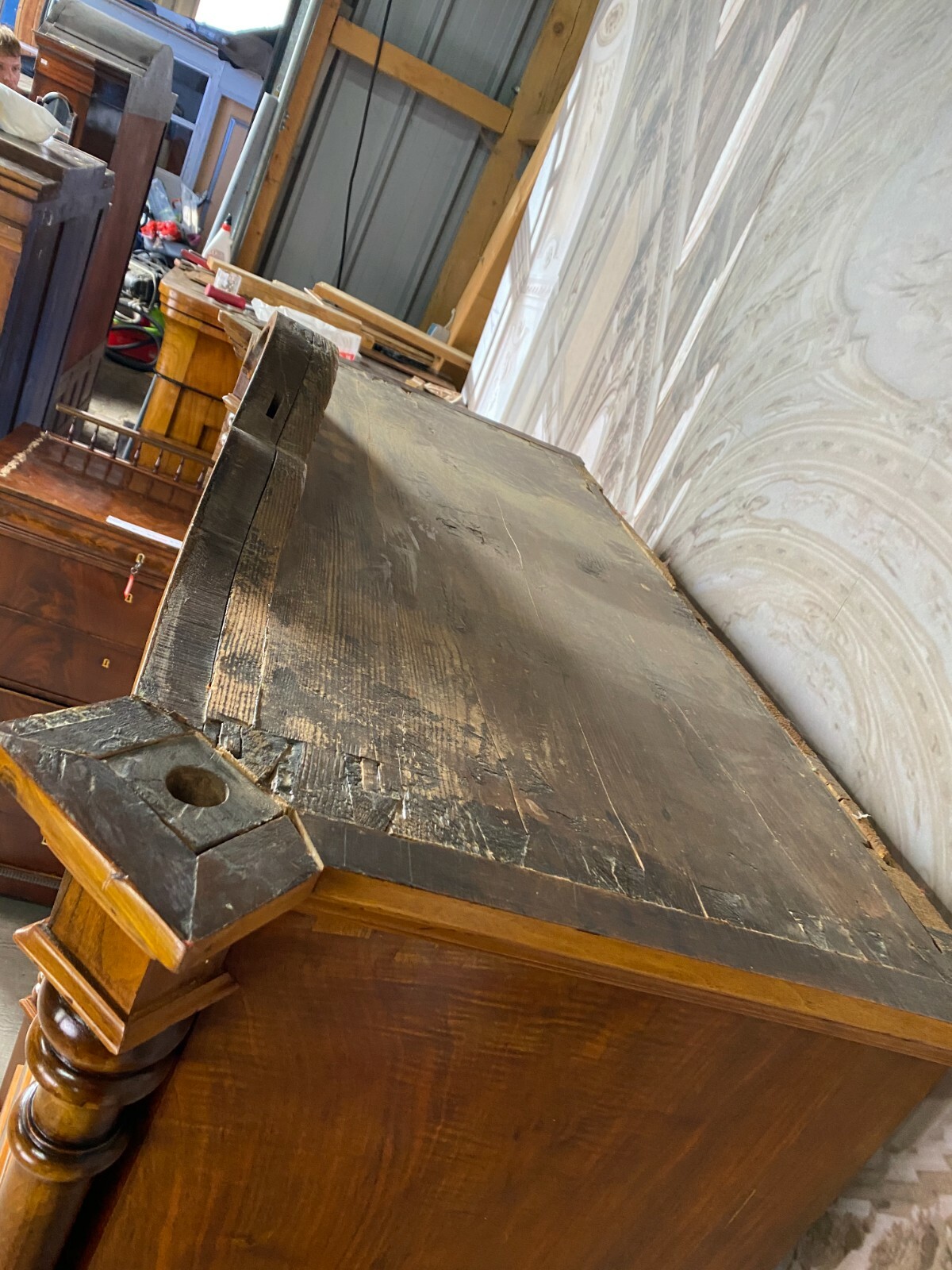 GRÜNDERZEIT SEKRETÄR NUSSBAUM FURNIERT ANTIK 19-TES JHDT WOHNFERTIG SCHREIBMÖBEL – Bild 6